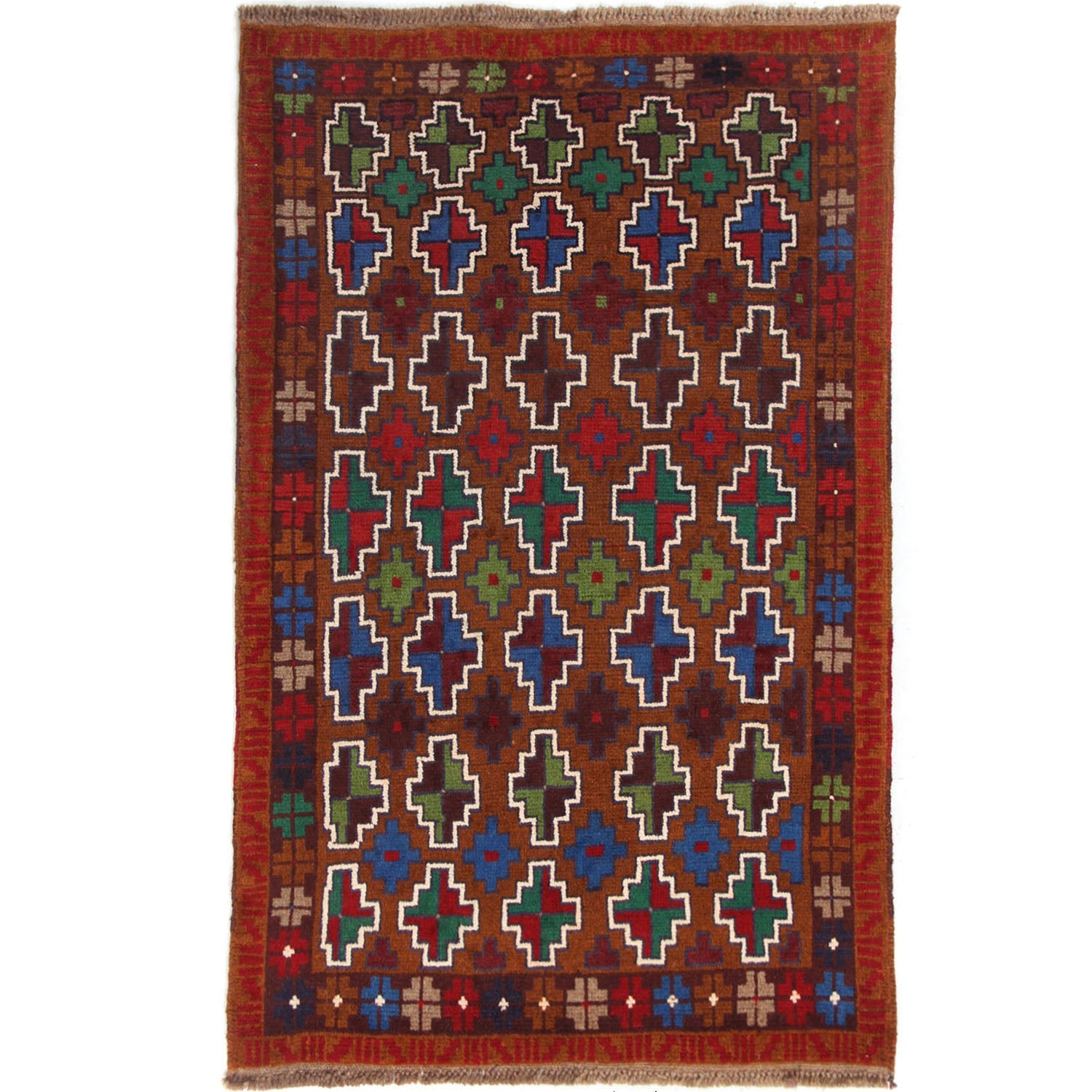 3' X 5' Blue Handmade Kohistani Baluchi Afghan Rug Rectangular