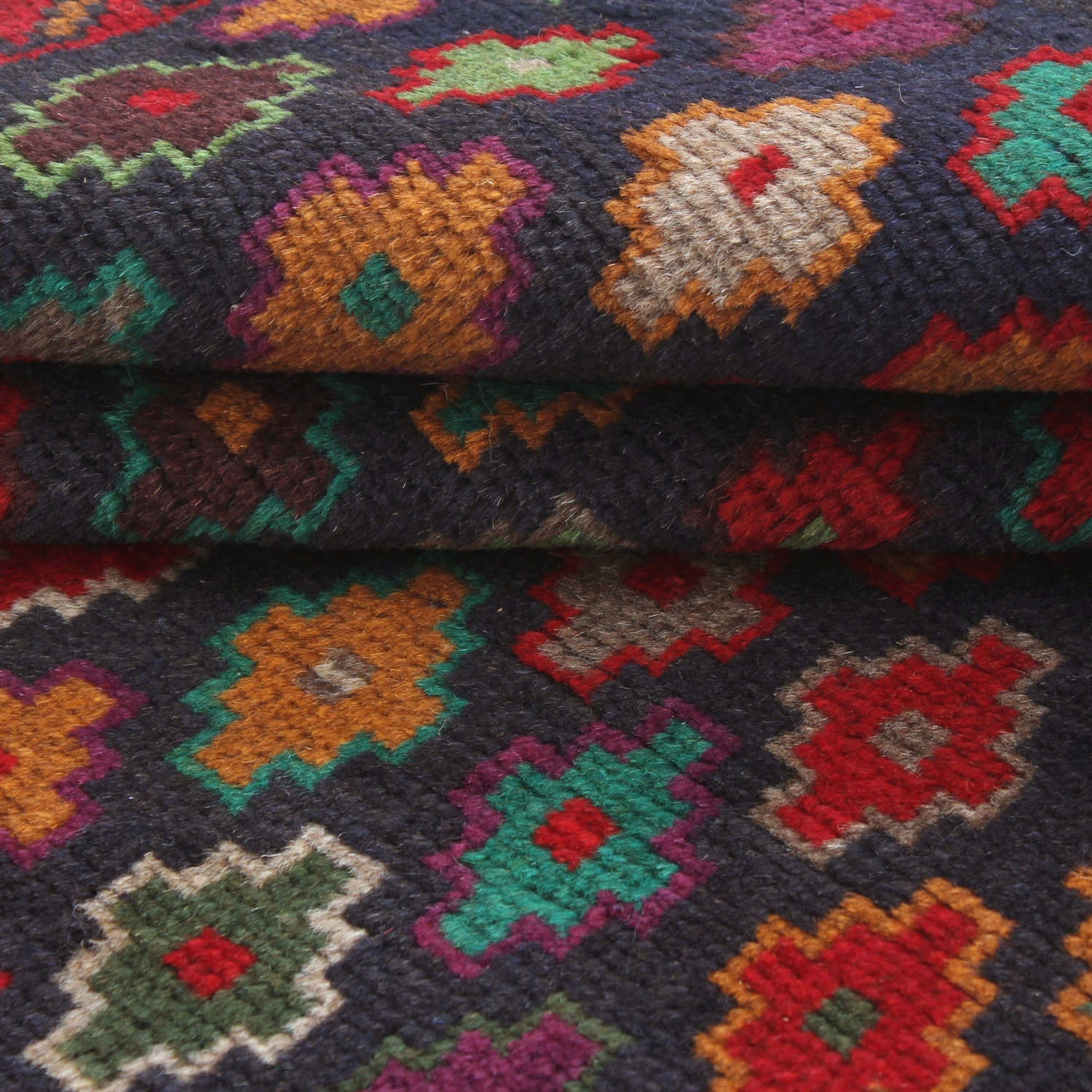 3' X 5' Blue Handmade Kohistani Baluchi Afghan Rug Rectangular