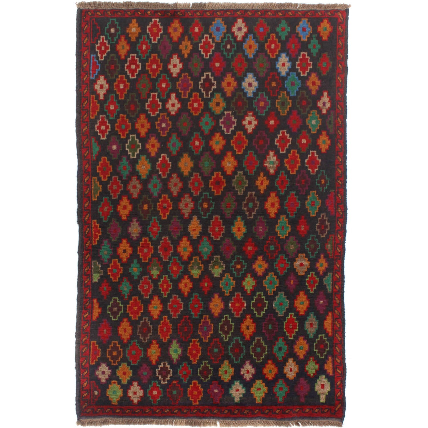 3' X 5' Blue Handmade Kohistani Baluchi Afghan Rug Rectangular