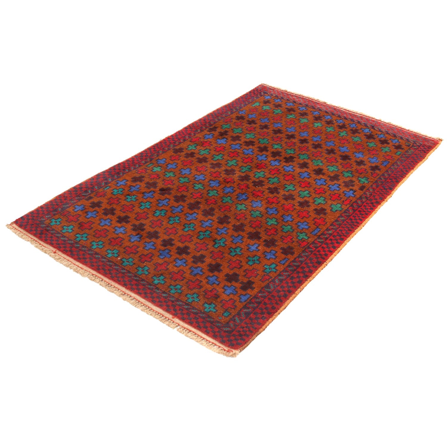 3' X 5' Gold Handmade Kohistani Baluchi Afghan Rug Rectangular
