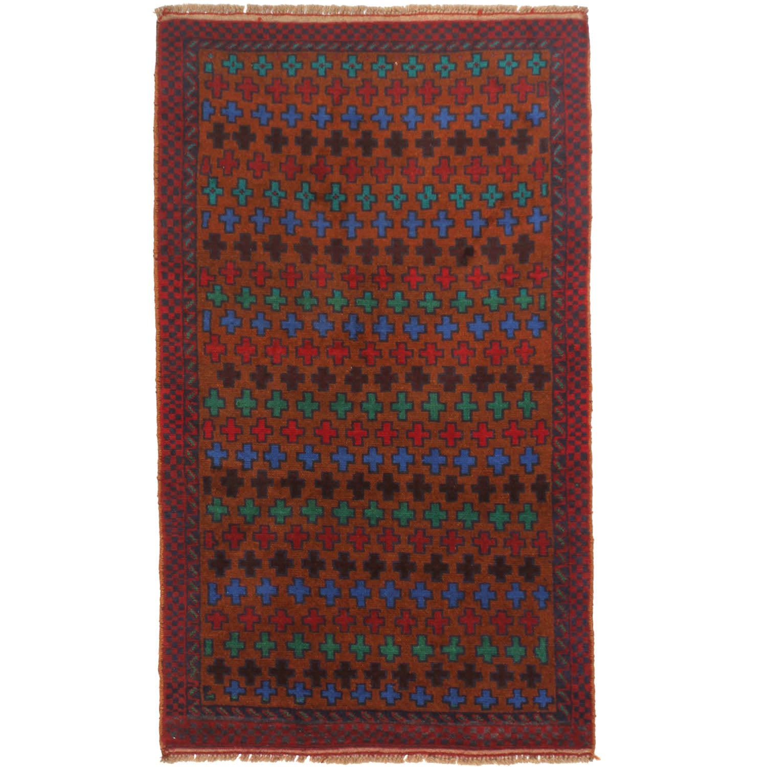 3' X 5' Gold Handmade Kohistani Baluchi Afghan Rug Rectangular