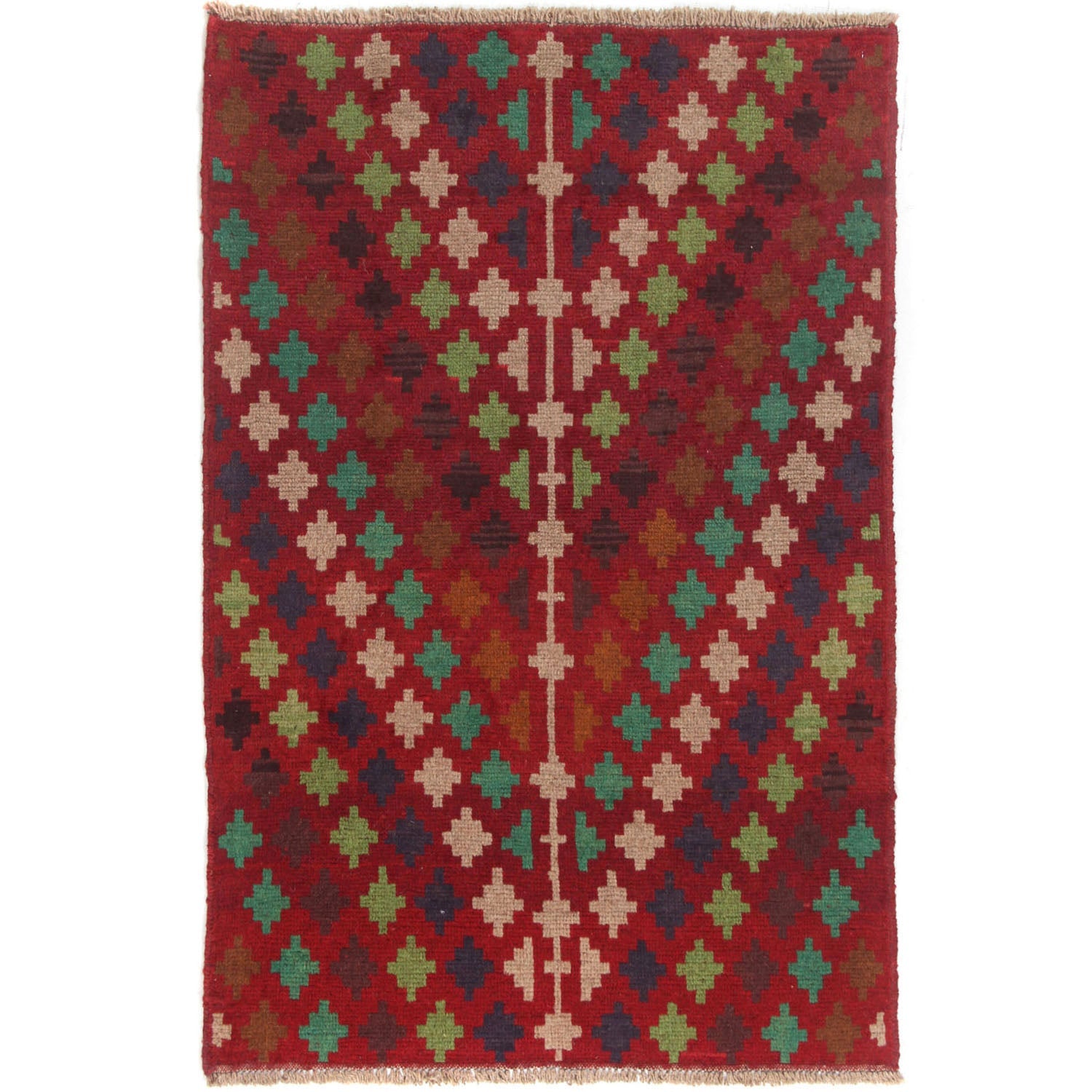3' x 5' Red Handmade Kohistani Baluchi Afghan Rug Rectangular