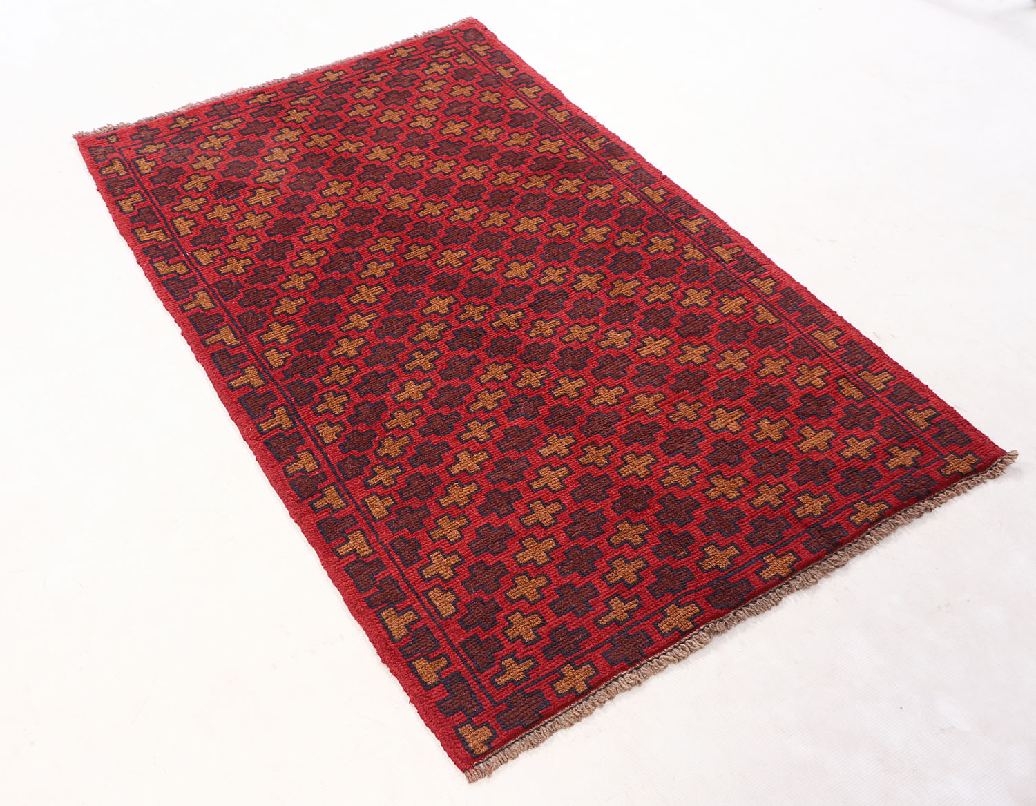 3' X 5' Red Handmade Kohistani Baluchi Afghan Rug Rectangular