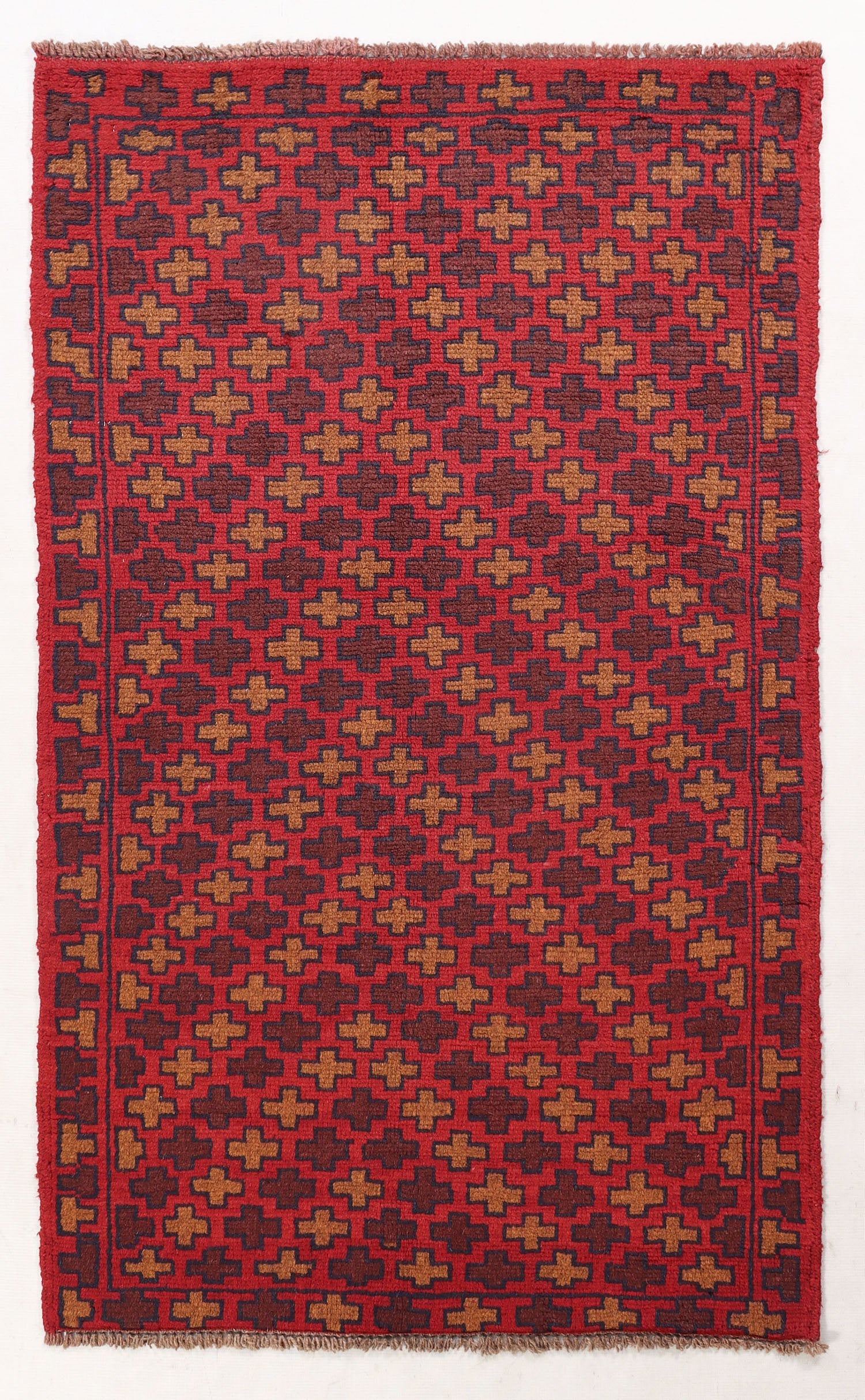 3' X 5' Red Handmade Kohistani Baluchi Afghan Rug Rectangular