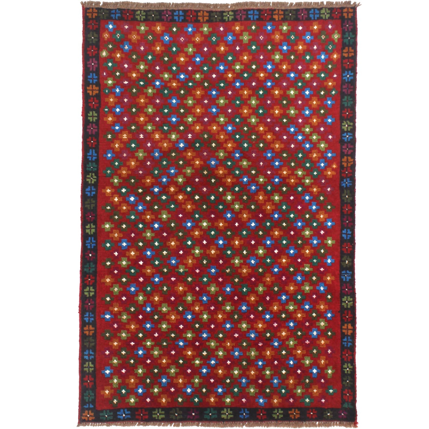 3' X 5' Red Handmade Kohistani Baluchi Afghan Rug Rectangular