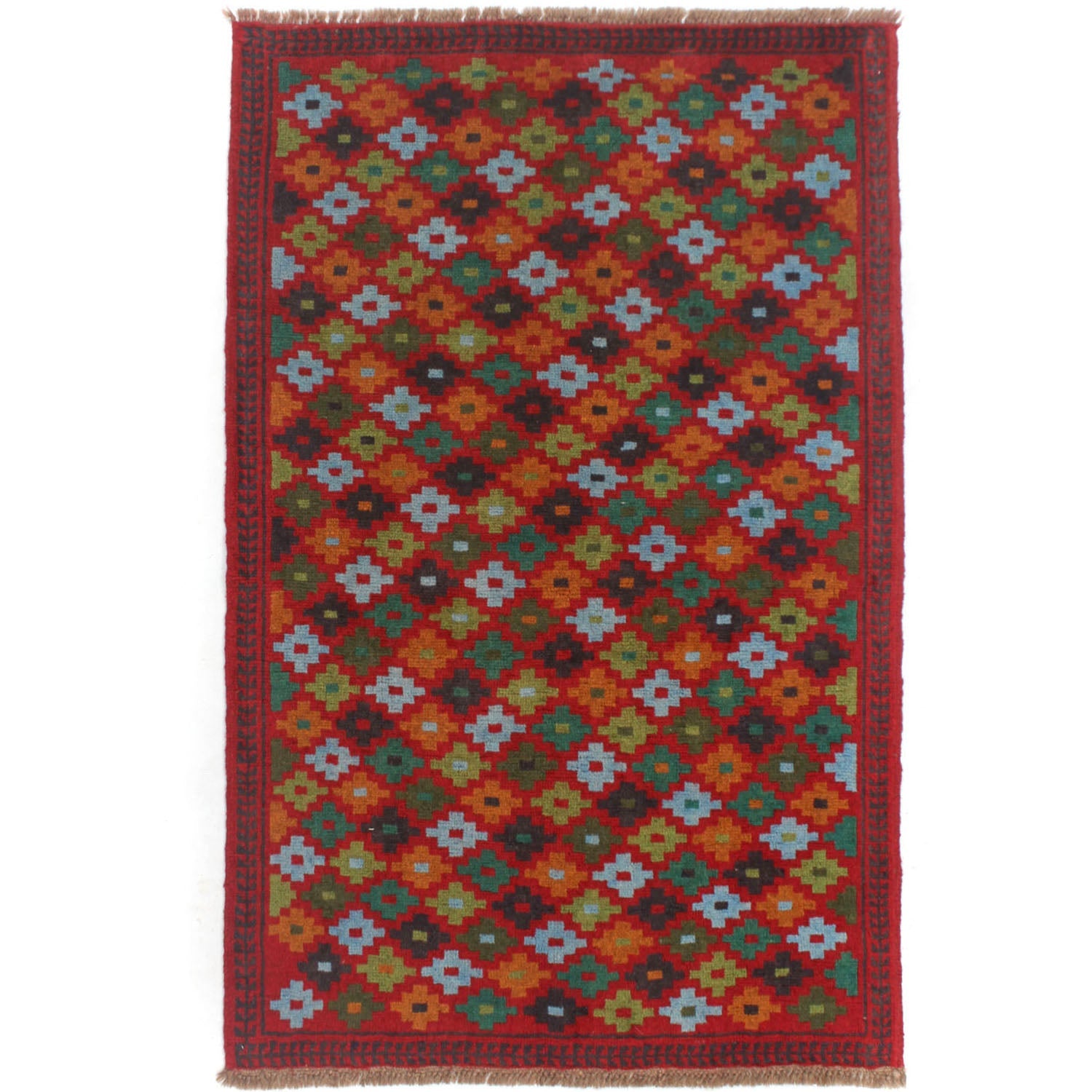 3' X 5' Red Handmade Kohistani Baluchi Afghan Rug Rectangular