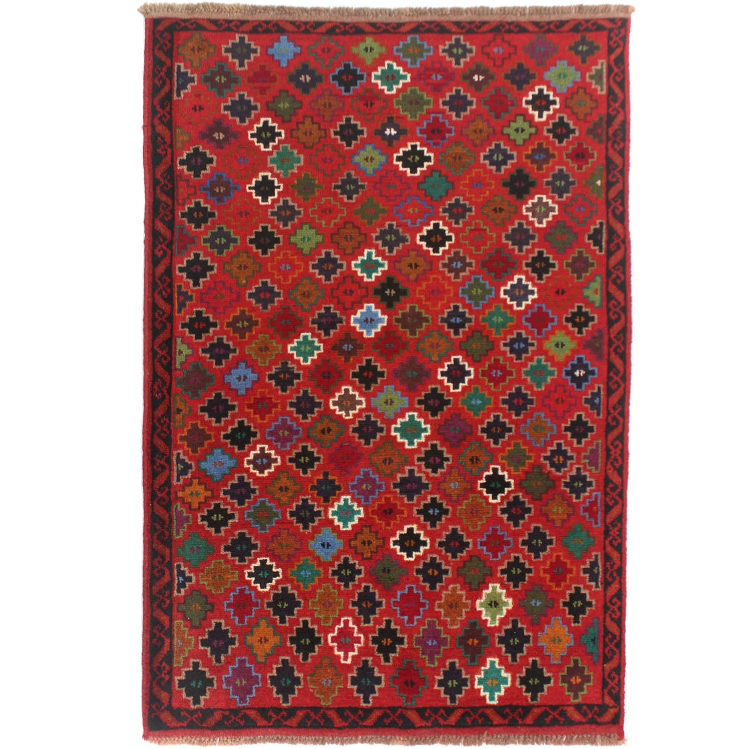3' X 5' Red Handmade Kohistani Baluchi Afghan Rug Rectangular