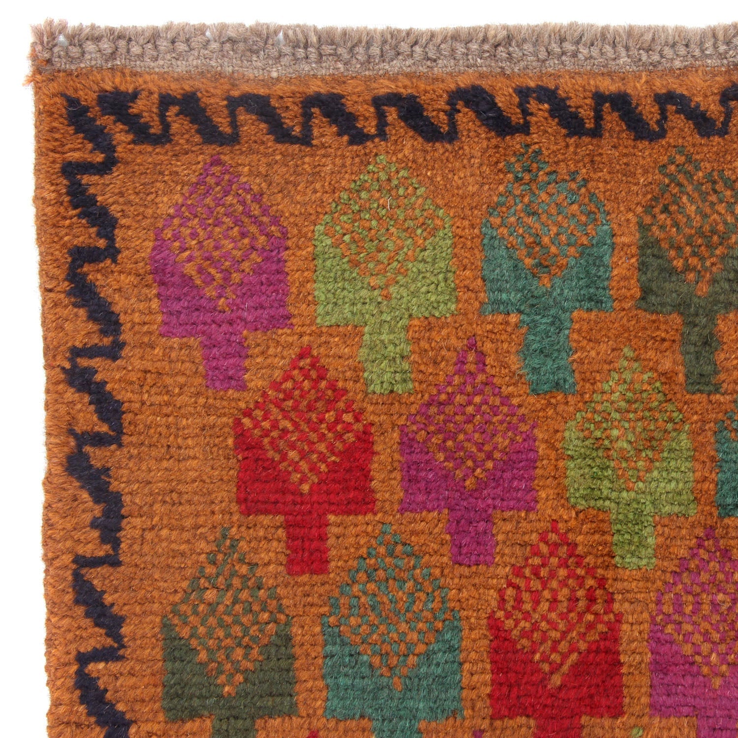 3' X 5' Gold Handmade Kohistani Baluchi Afghan Rug Rectangular