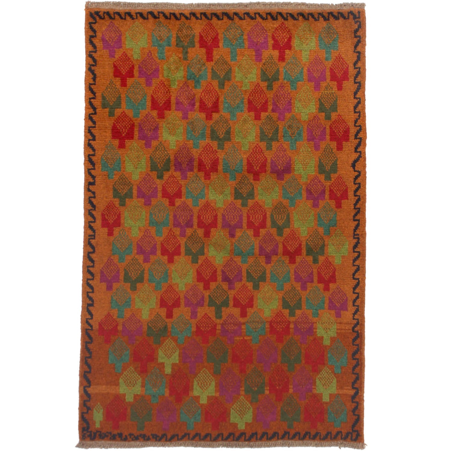 3' X 5' Gold Handmade Kohistani Baluchi Afghan Rug Rectangular
