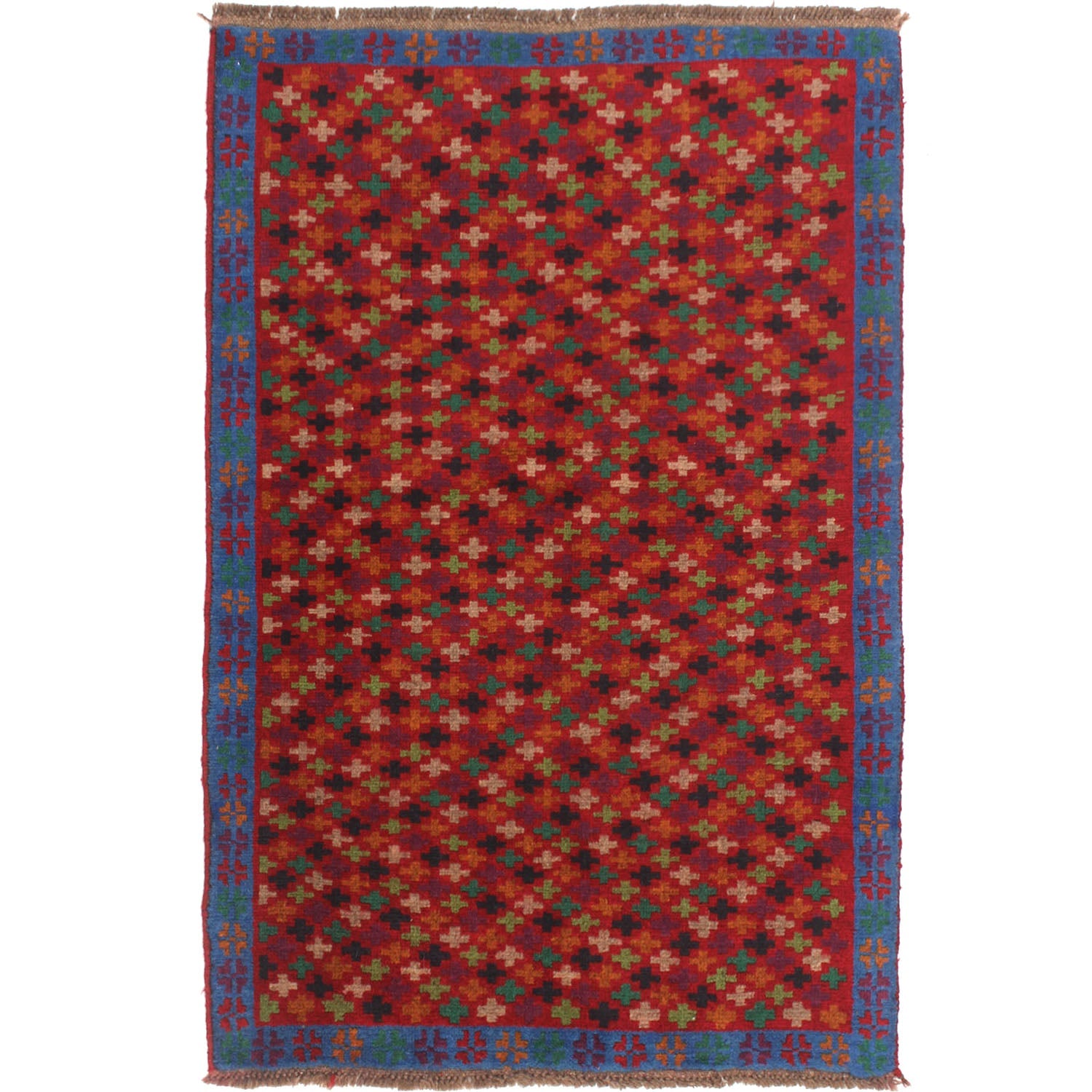 3' X 5' Red Handmade Kohistani Baluchi Afghan Rug Rectangular