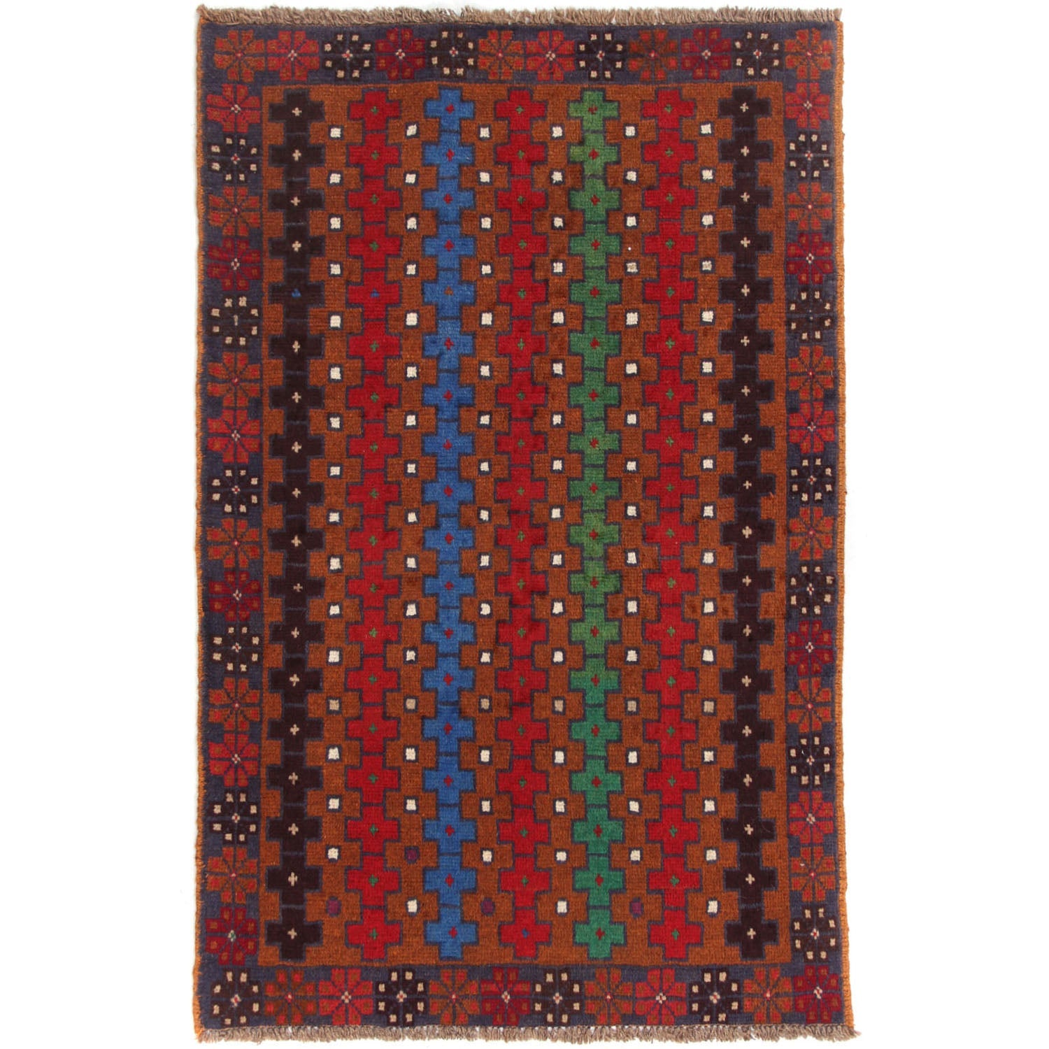 3' X 5' Gold Handmade Kohistani Baluchi Afghan Rug Rectangular