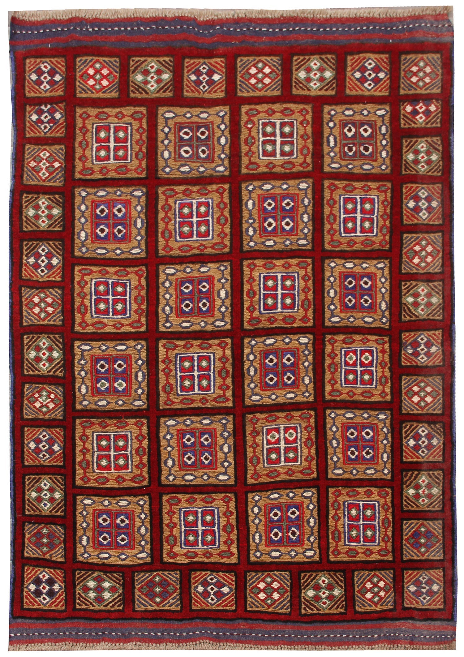 3' X 5' Red Handmade Berjista Afghan Rug Rectangular