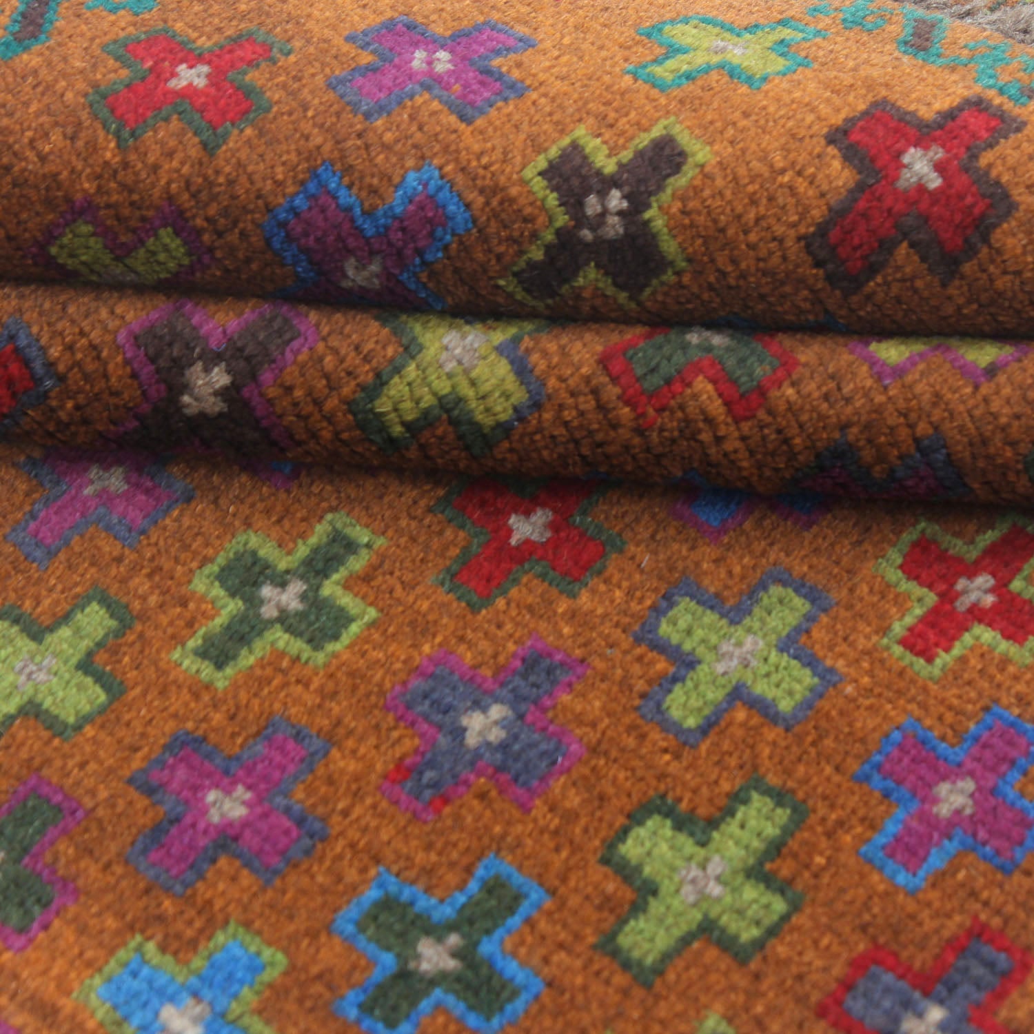 3' X 5' Gold Handmade Kohistani Baluchi Afghan Rug Rectangular