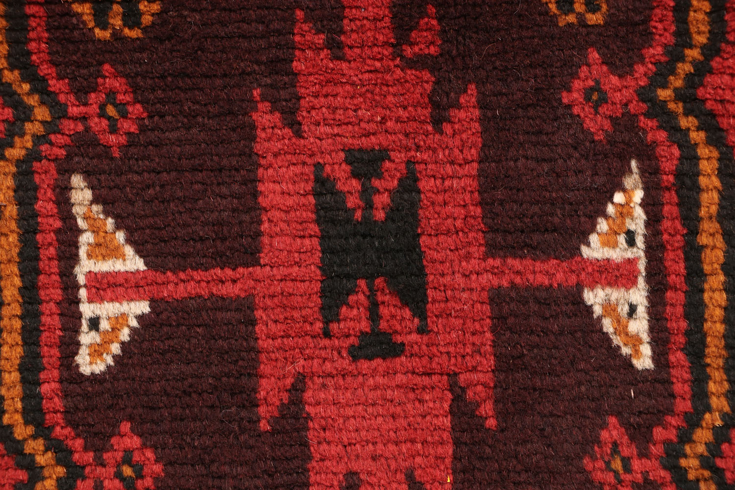 3' 3" X 6' Red Handmade Kohistani Baluchi Afghan Rug Rectangular