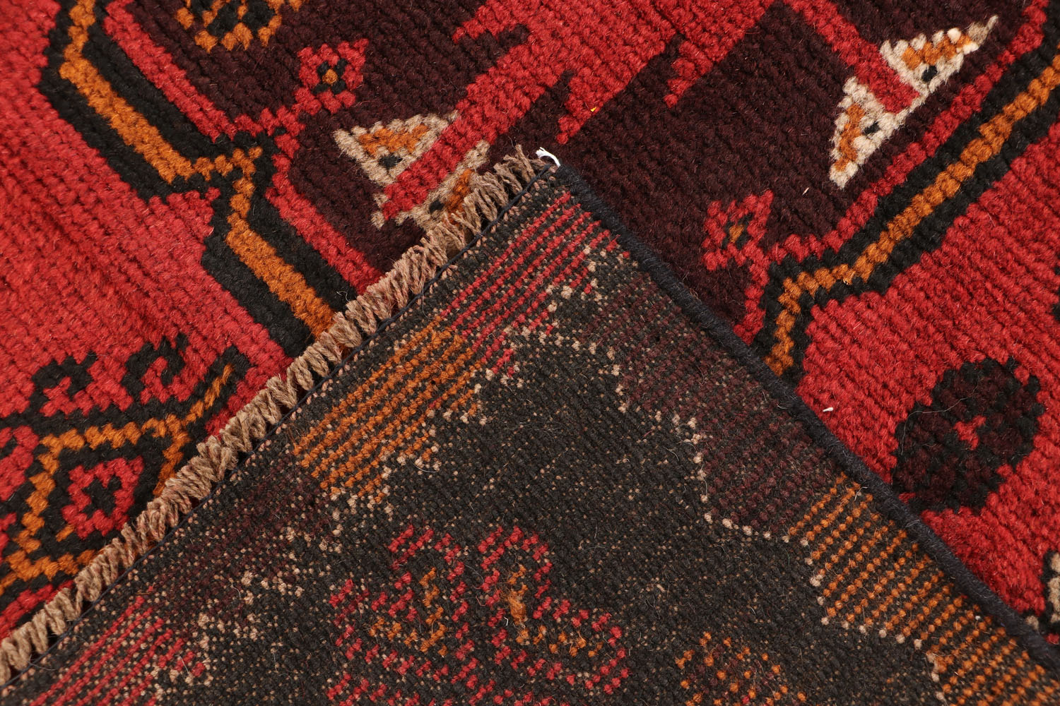3' 3" X 6' Red Handmade Kohistani Baluchi Afghan Rug Rectangular