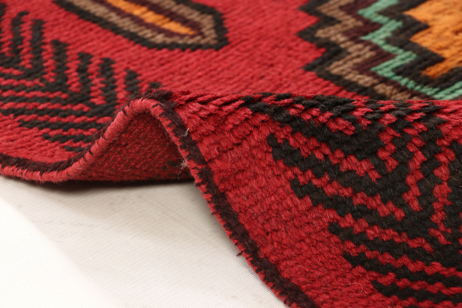 3' 3" X 6' Red Handmade Kohistani Baluchi Afghan Rug Rectangular