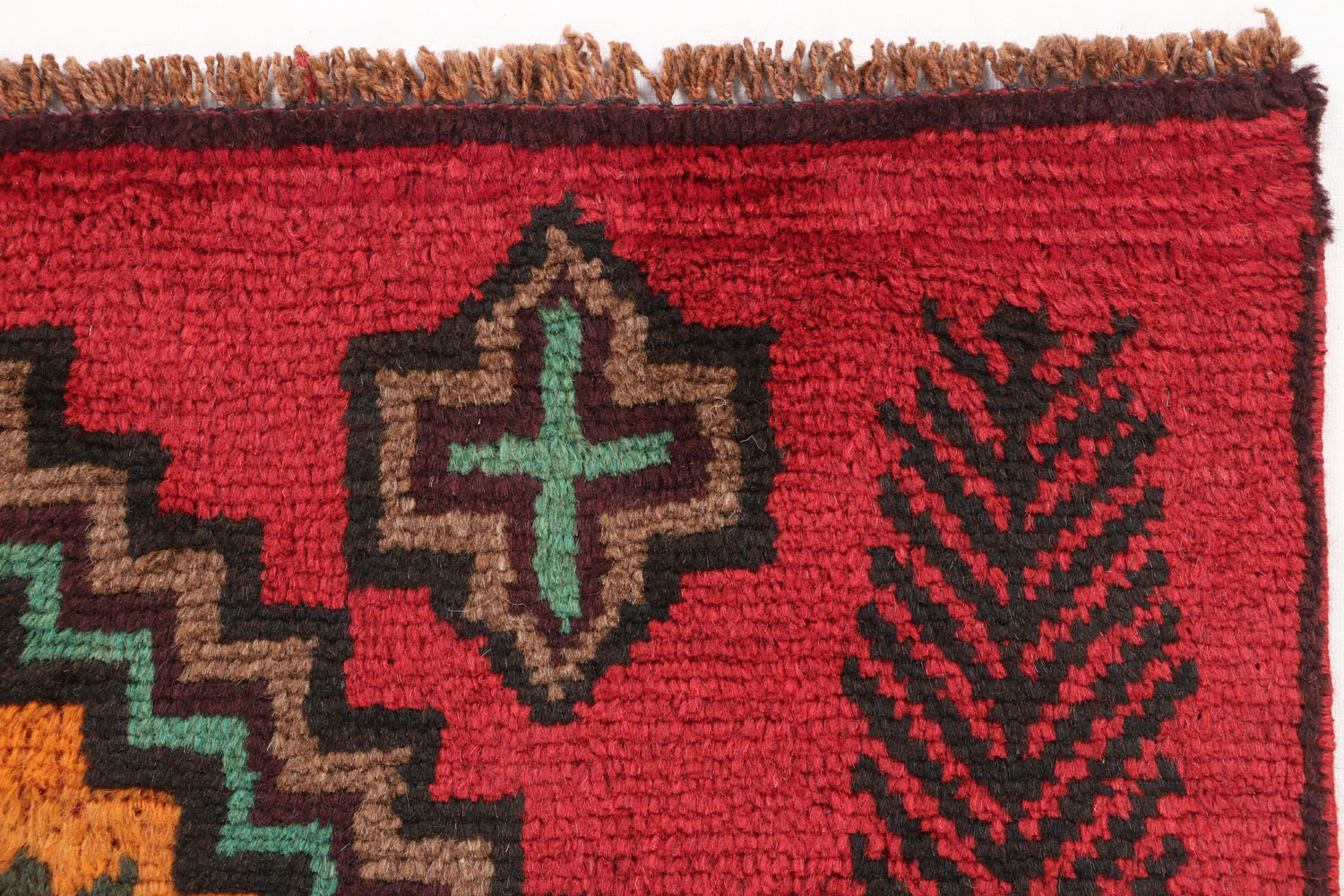 3' 3" X 6' Red Handmade Kohistani Baluchi Afghan Rug Rectangular