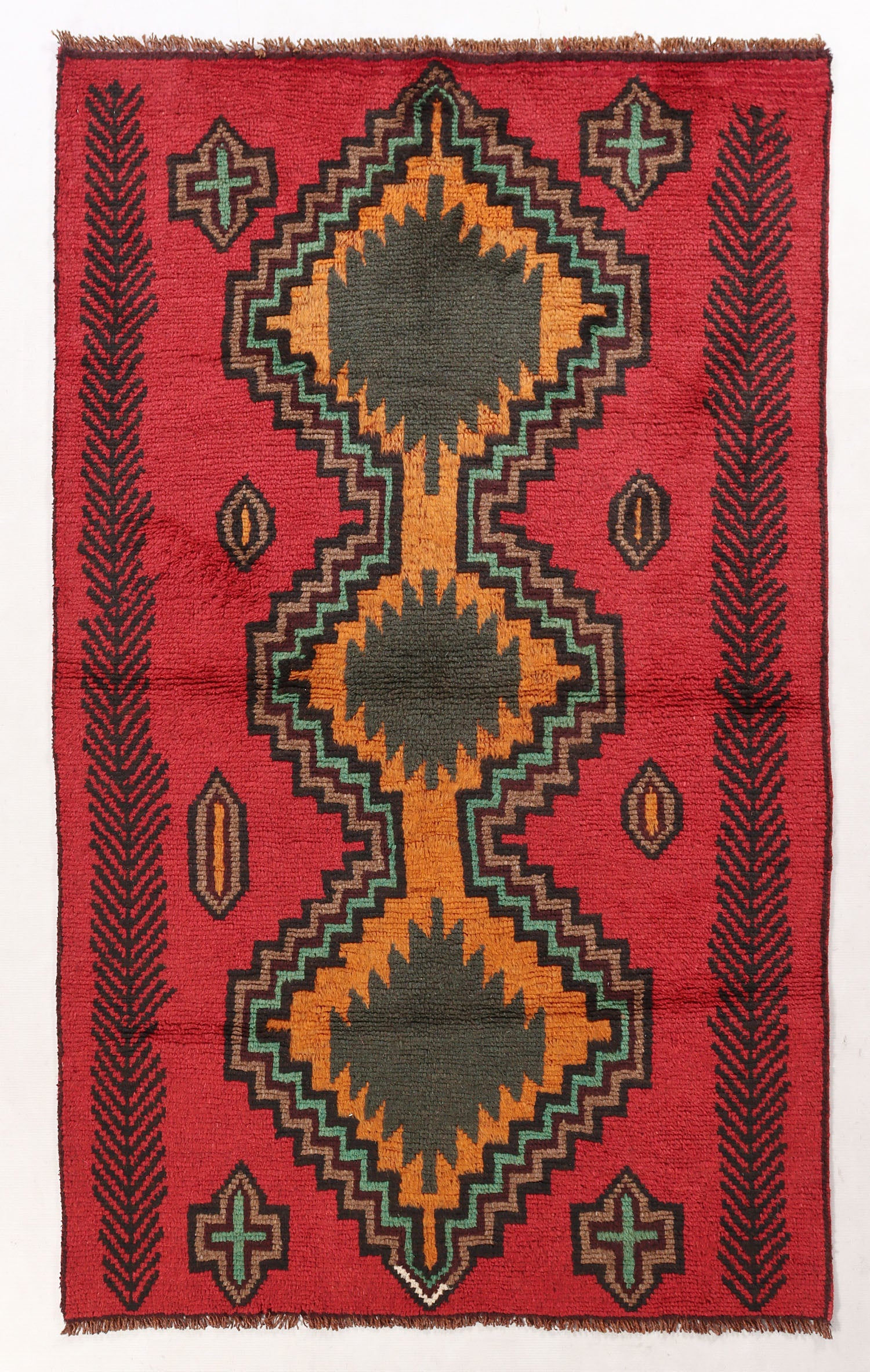 3' 3" X 6' Red Handmade Kohistani Baluchi Afghan Rug Rectangular