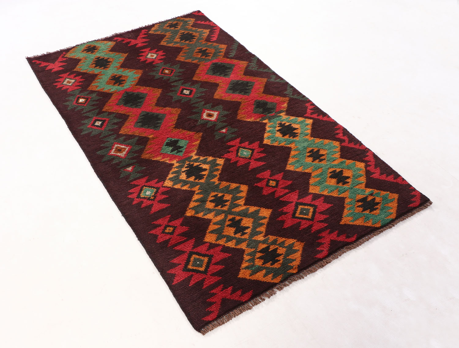 3' x 5' Brown Handmade Kohistani Baluchi Afghan Rug Rectangular