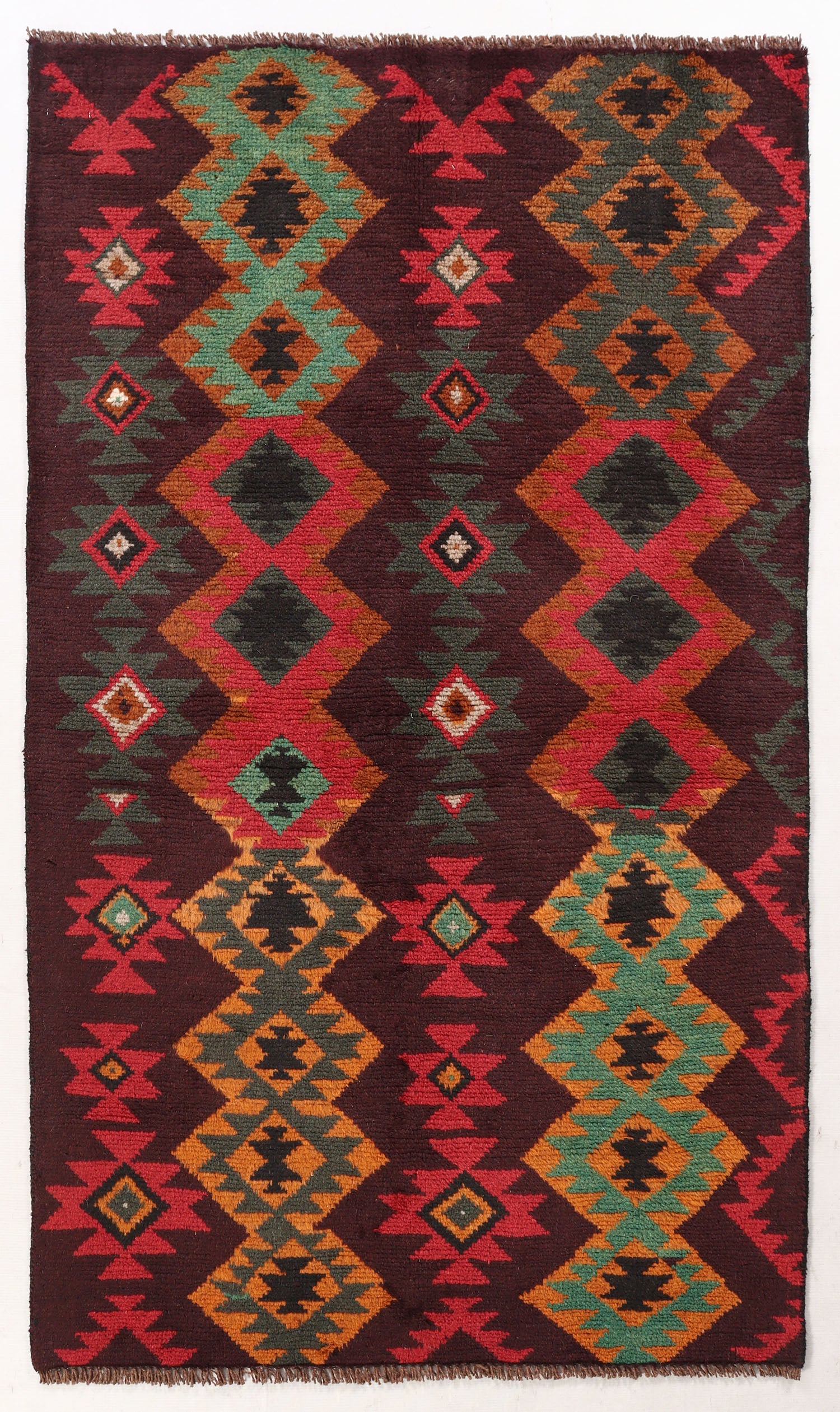 3' x 5' Brown Handmade Kohistani Baluchi Afghan Rug Rectangular