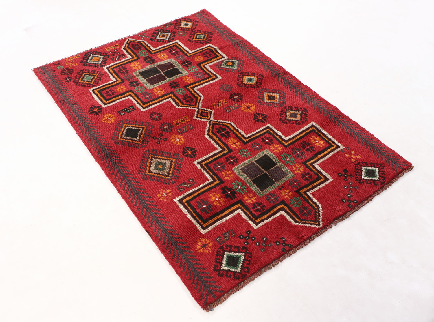 3' X 5' Red Handmade Kohistani Baluchi Afghan Rug Rectangular