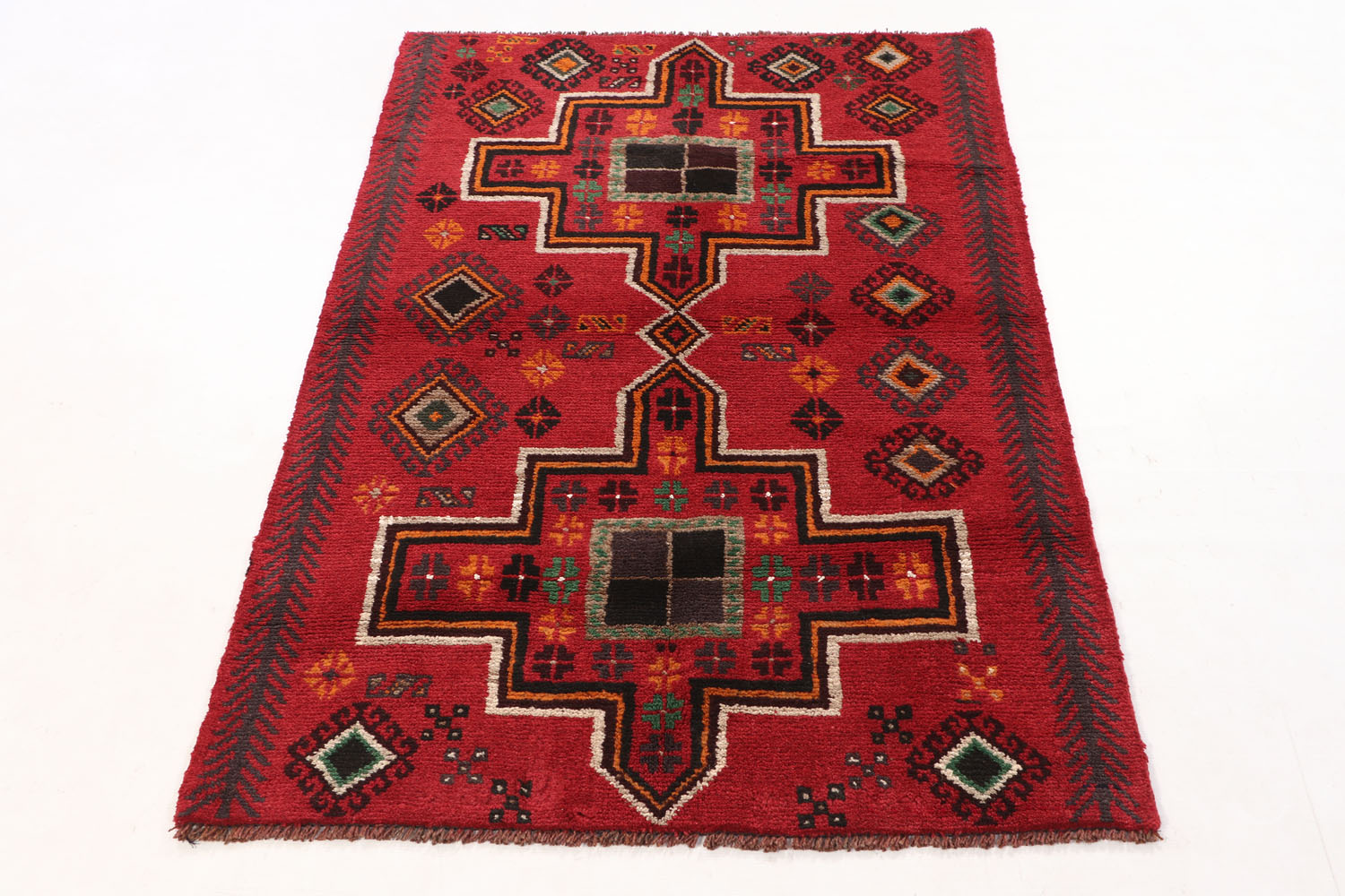 3' X 5' Red Handmade Kohistani Baluchi Afghan Rug Rectangular