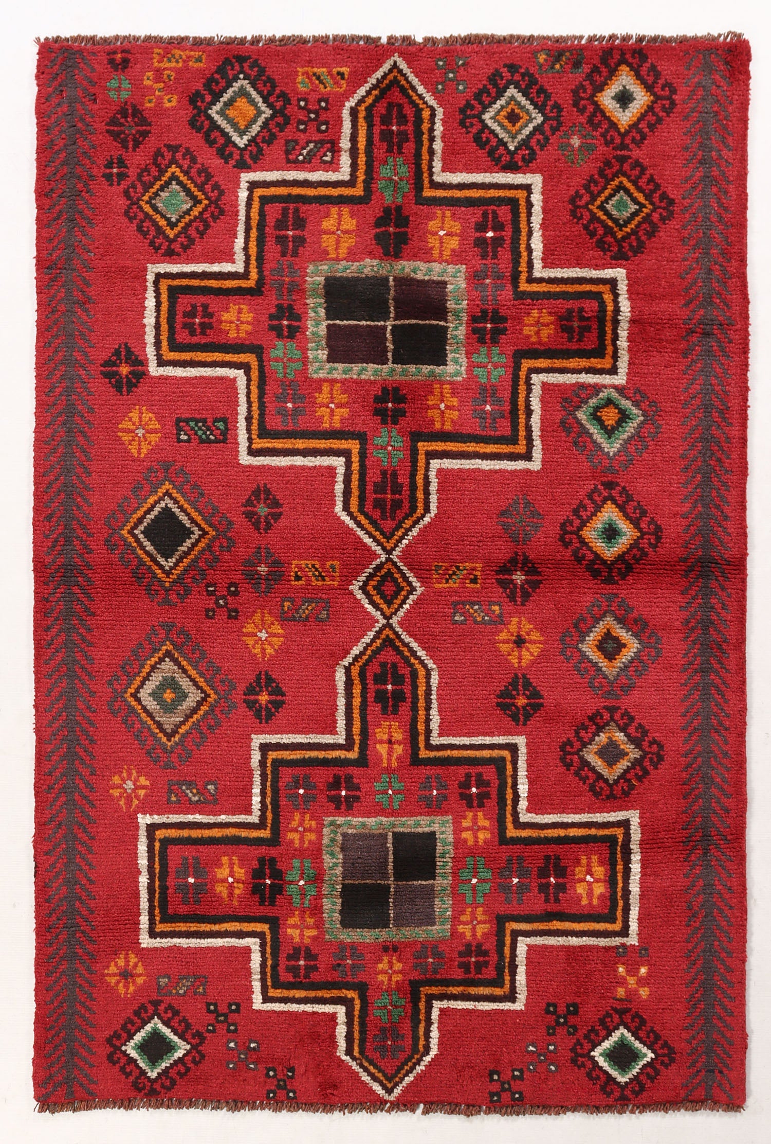 3' X 5' Red Handmade Kohistani Baluchi Afghan Rug Rectangular