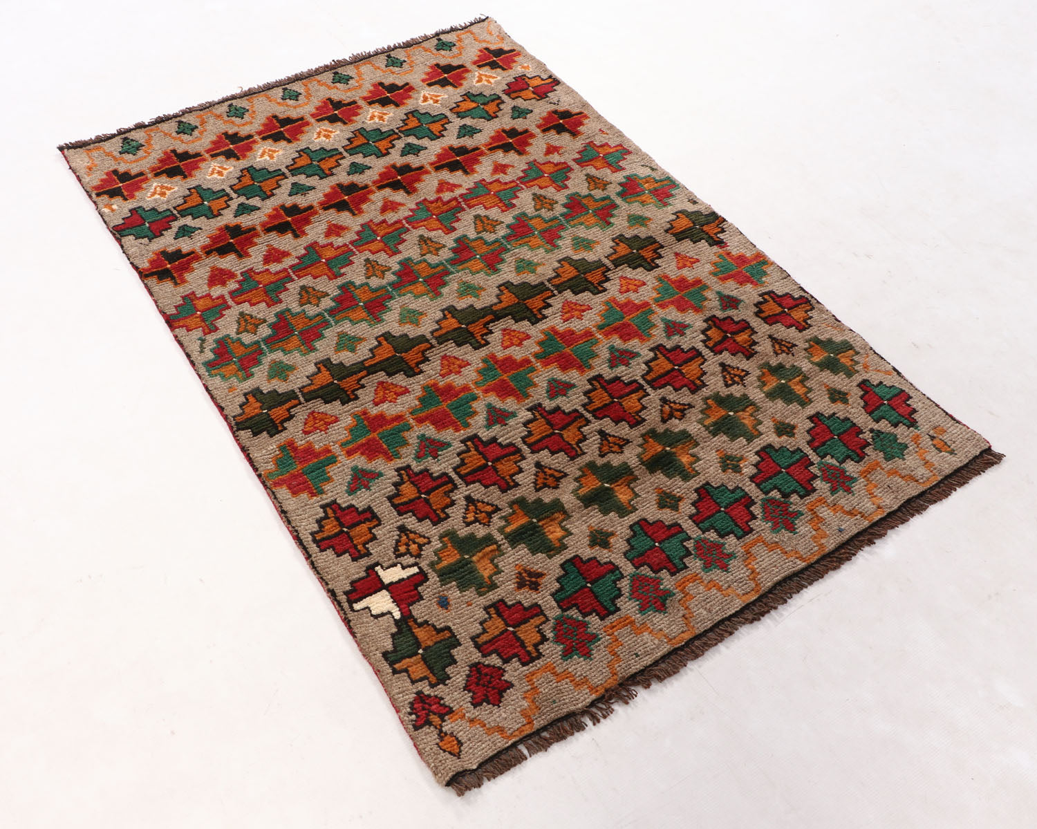 3' X 5' Gray Handmade Kohistani Baluchi Afghan Rug Rectangular