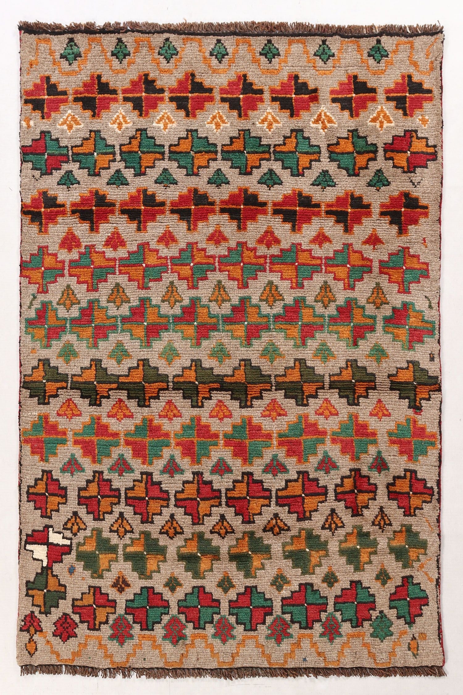3' X 5' Gray Handmade Kohistani Baluchi Afghan Rug Rectangular