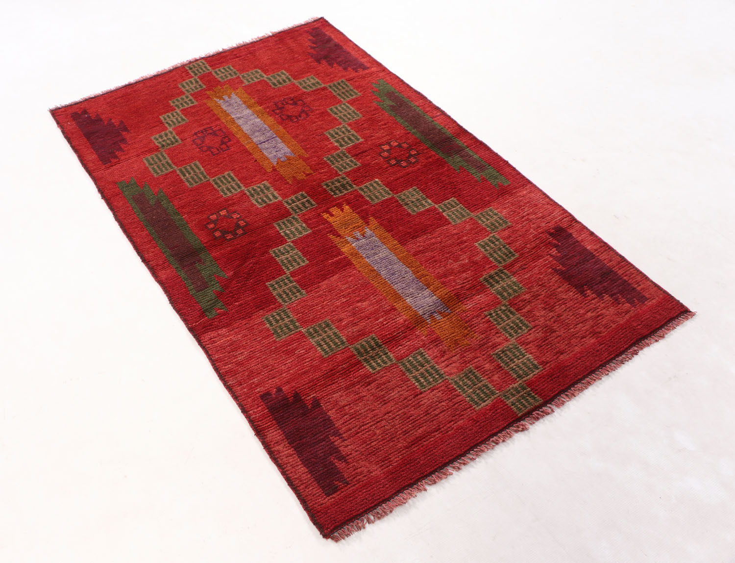 3' X 5' Red Handmade Kohistani Baluchi Afghan Rug Rectangular