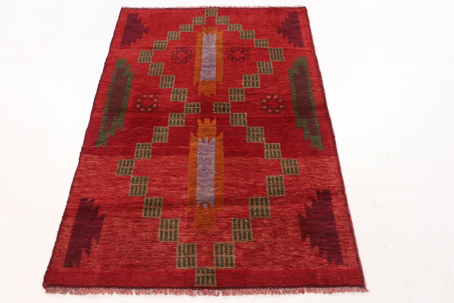 3' X 5' Red Handmade Kohistani Baluchi Afghan Rug Rectangular