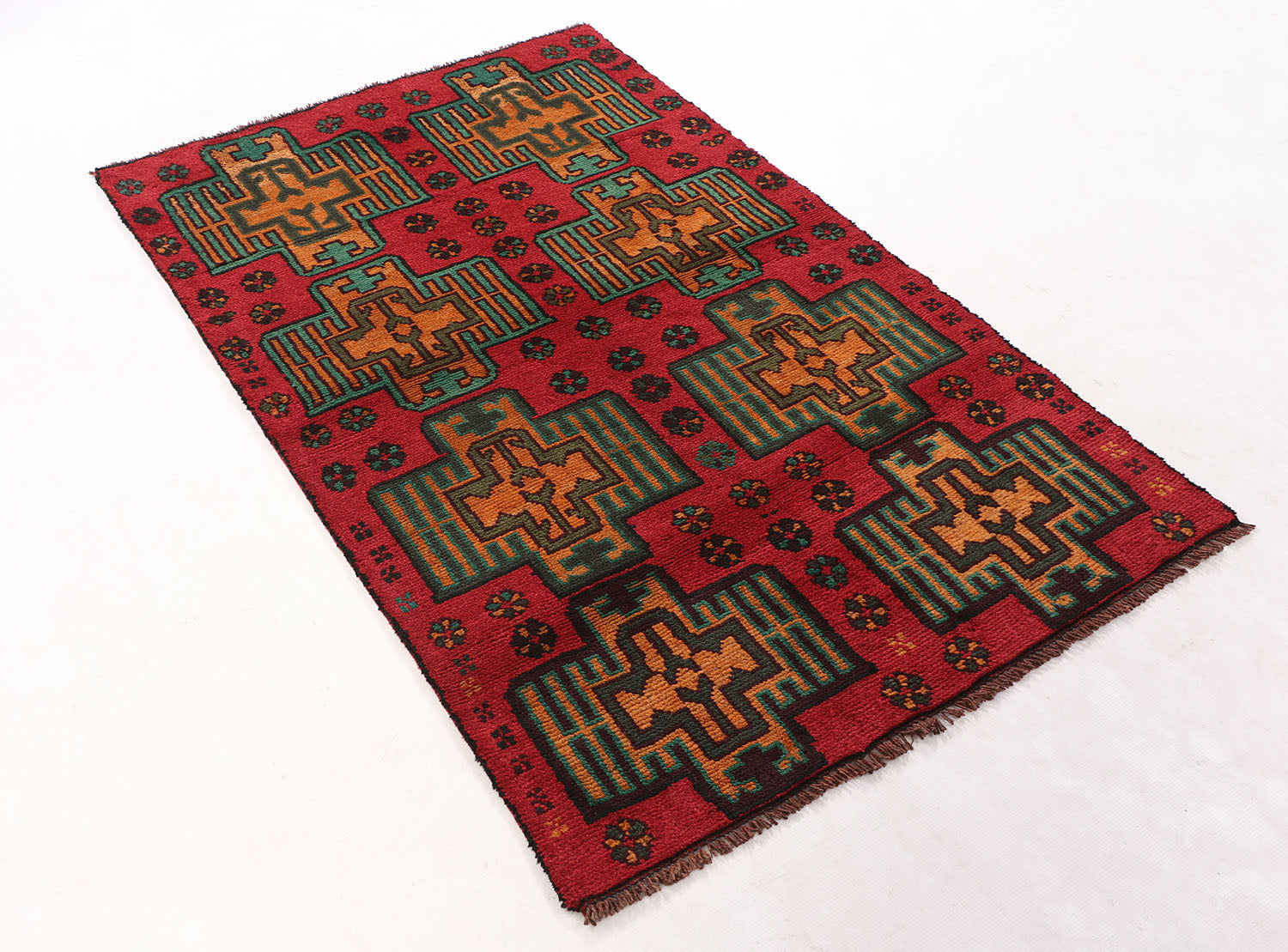 3' x 5' Red Handmade Kohistani Baluchi Afghan Rug Rectangular
