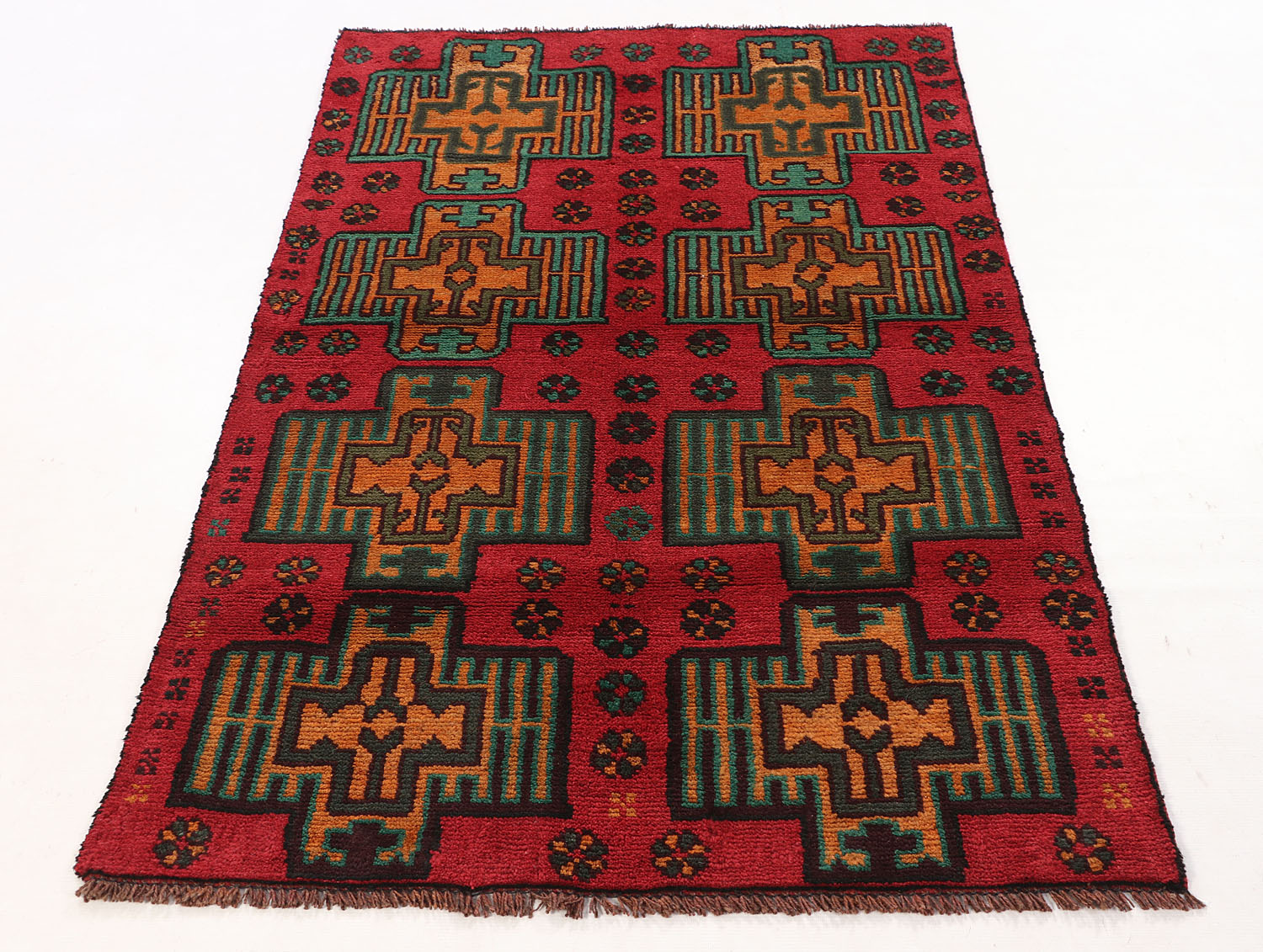 3' x 5' Red Handmade Kohistani Baluchi Afghan Rug Rectangular
