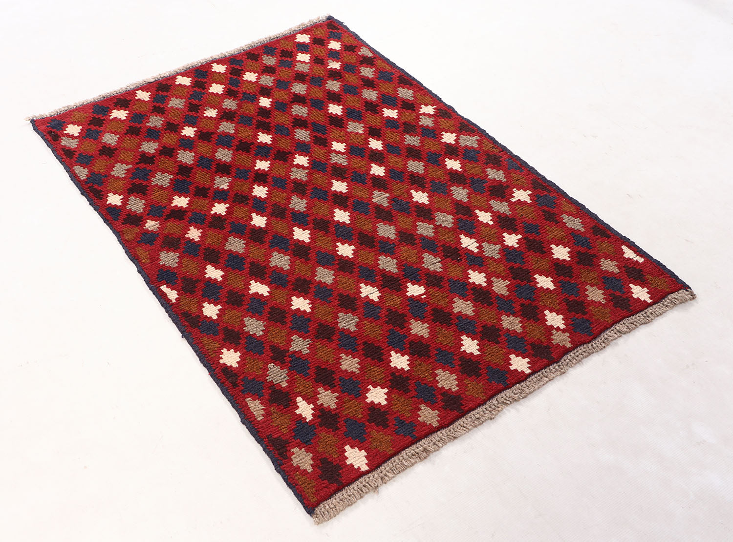 3' X 4' Red Handmade Kohistani Baluchi Afghan Rug Rectangular