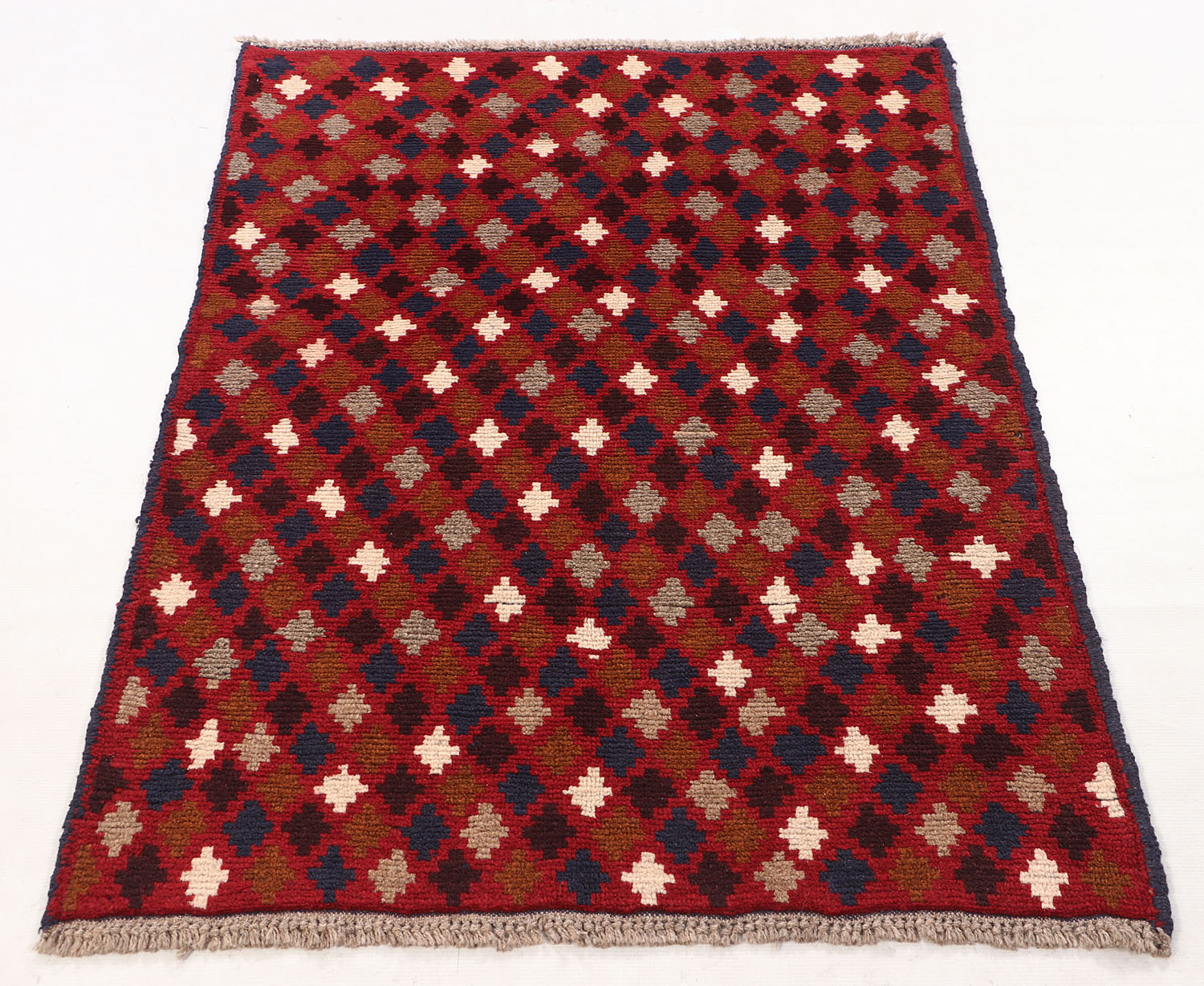 3' X 4' Red Handmade Kohistani Baluchi Afghan Rug Rectangular