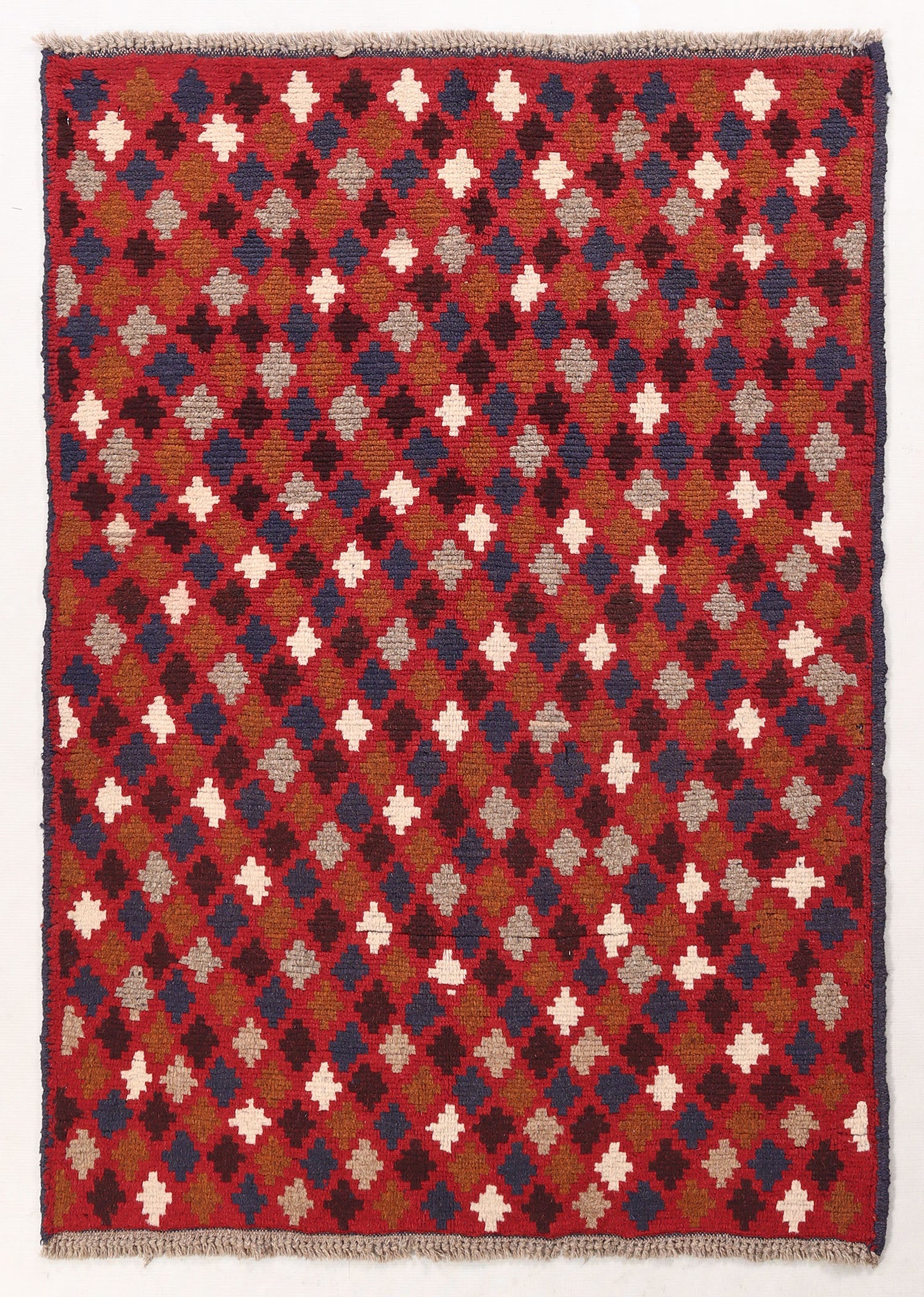 3' X 4' Red Handmade Kohistani Baluchi Afghan Rug Rectangular