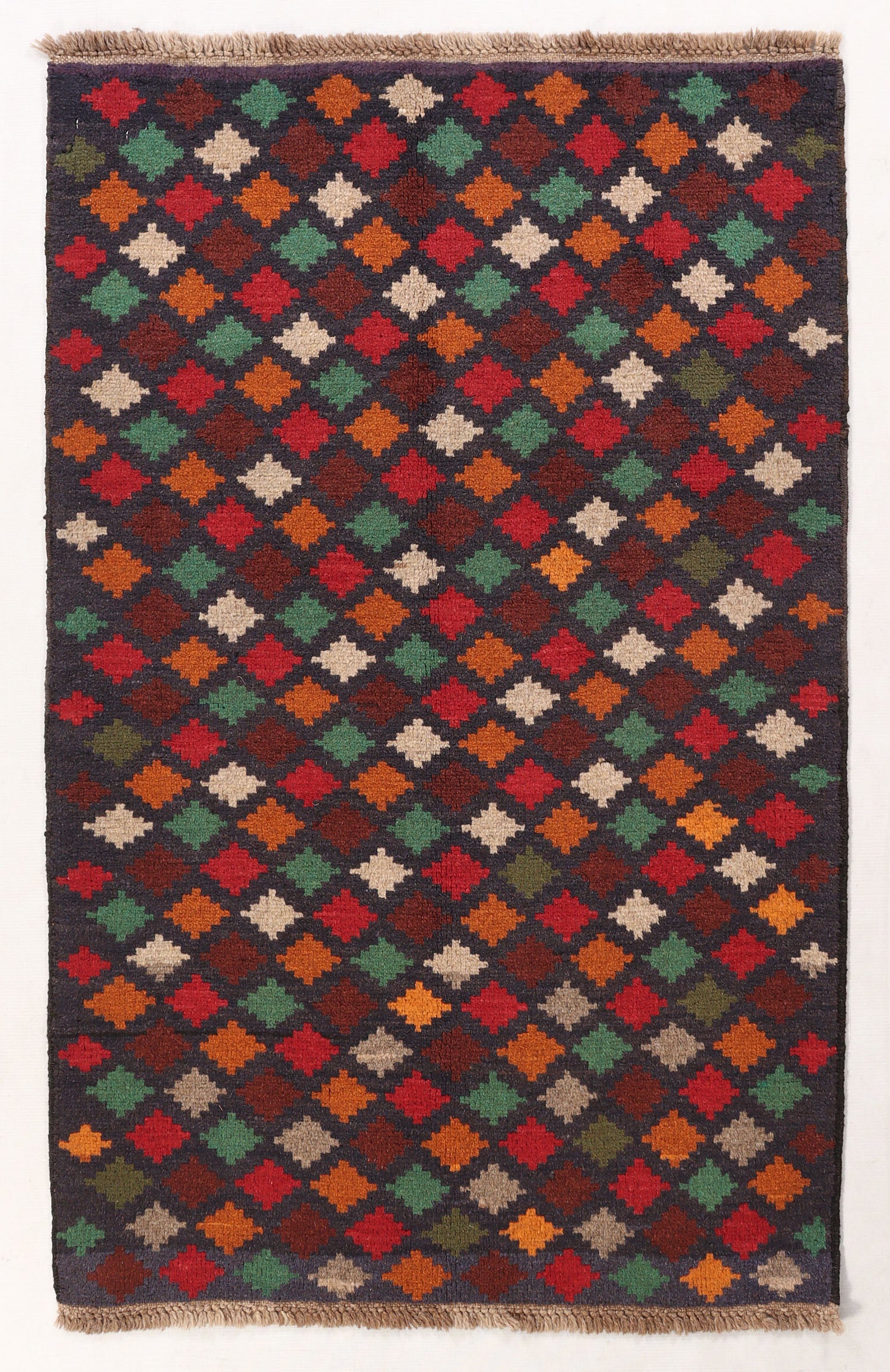 3' X 4' Blue Handmade Kohistani Baluchi Afghan Rug Rectangular