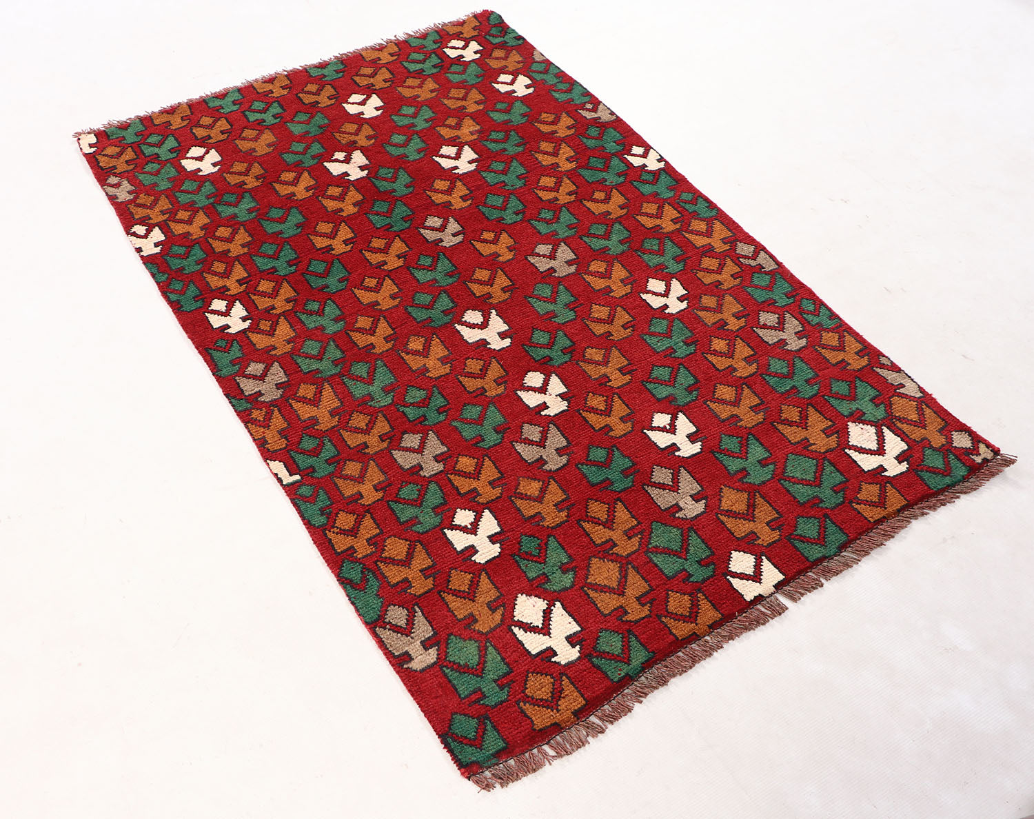 3' x 5' Red Handmade Kohistani Baluchi Afghan Rug Rectangular