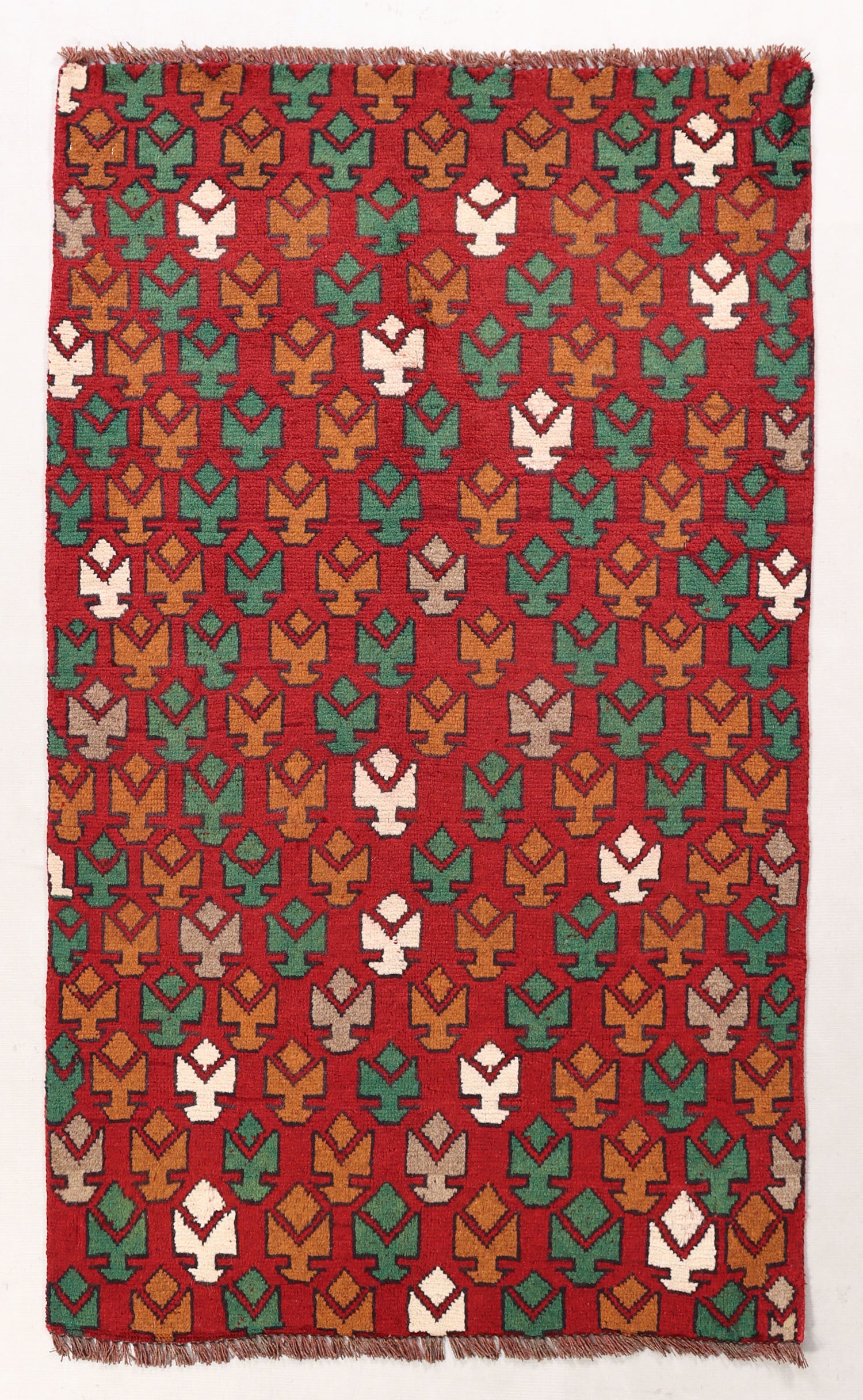 3' x 5' Red Handmade Kohistani Baluchi Afghan Rug Rectangular