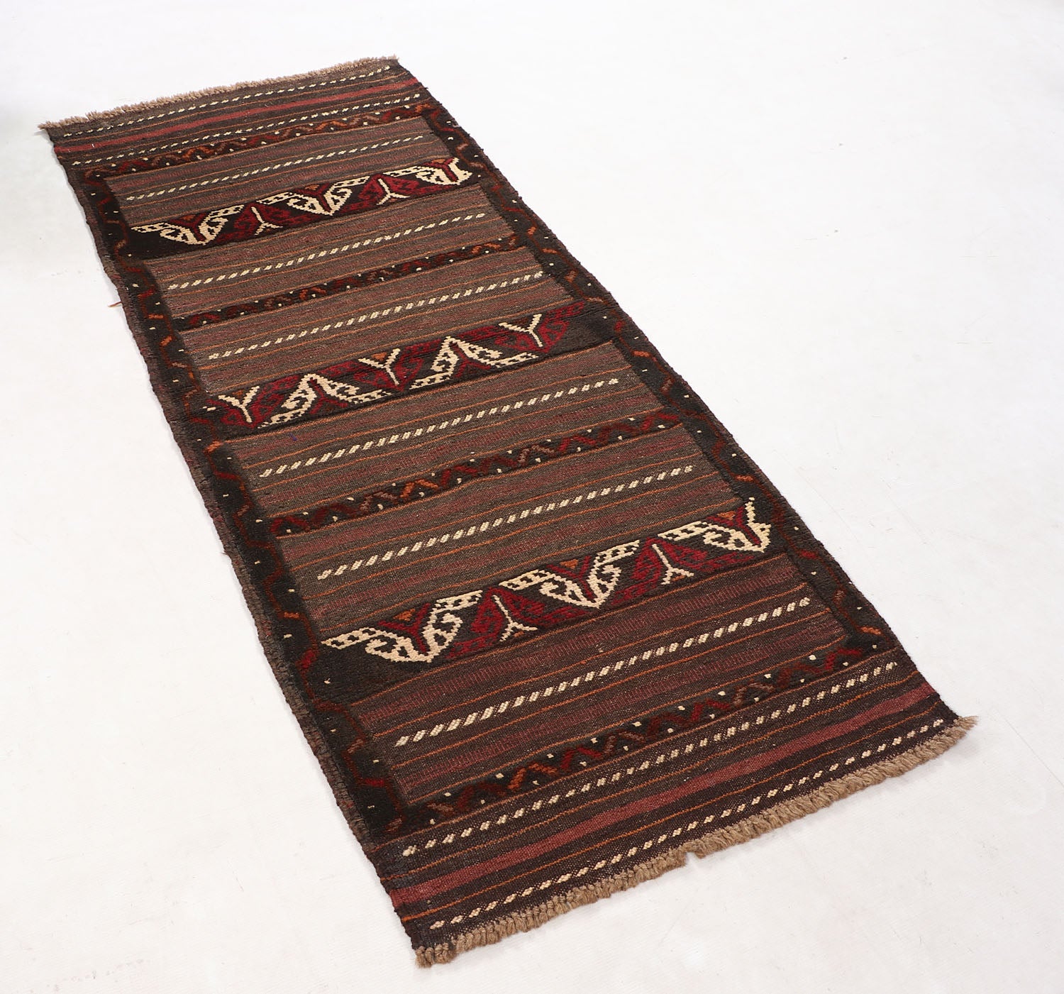 Brown Handmade Sufra Kilim Rug Runner