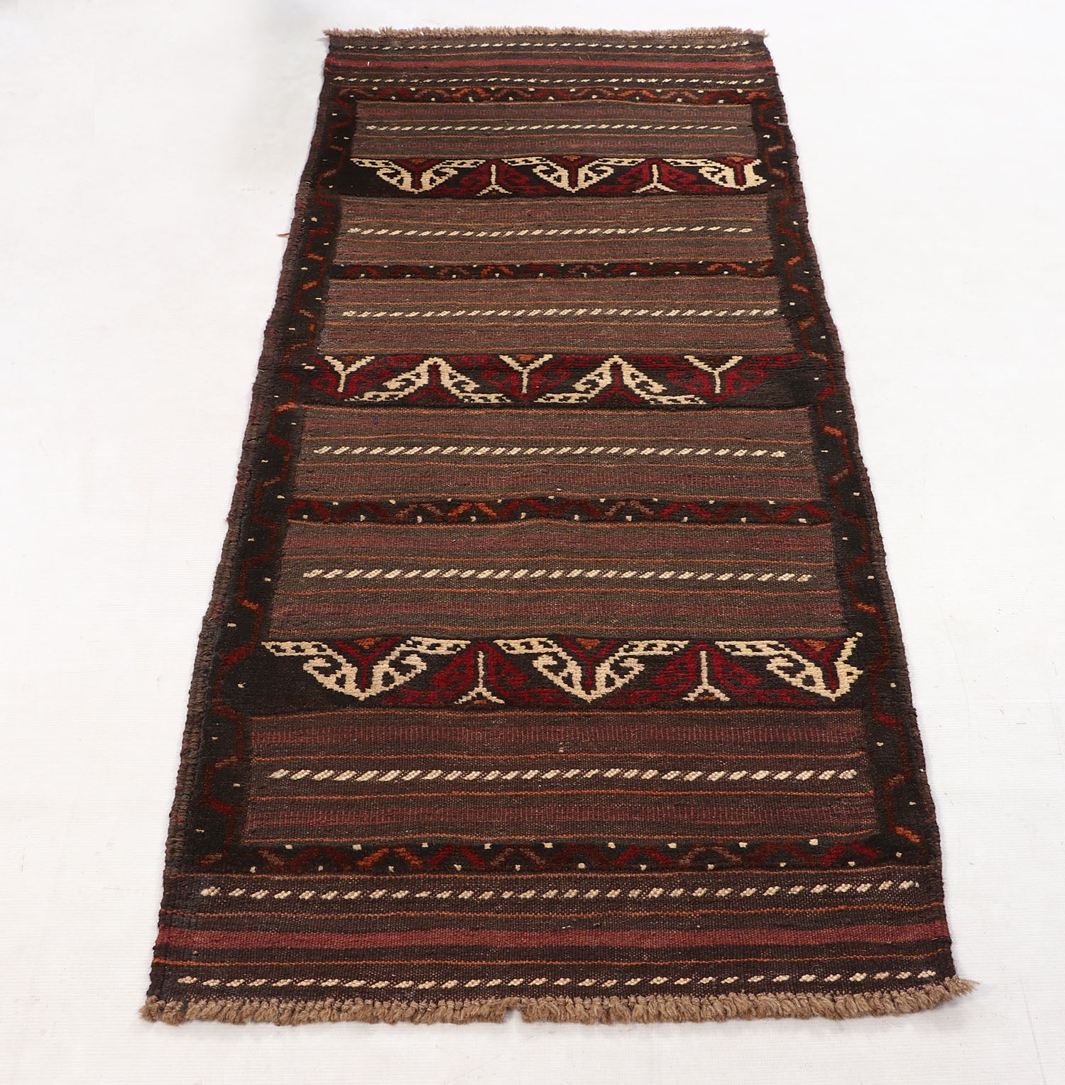 Brown Handmade Sufra Kilim Rug Runner