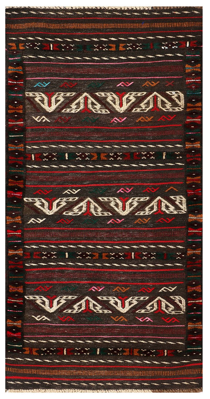 2' 6" x 6' Brown Handmade Sufra Kilim Rug Runner