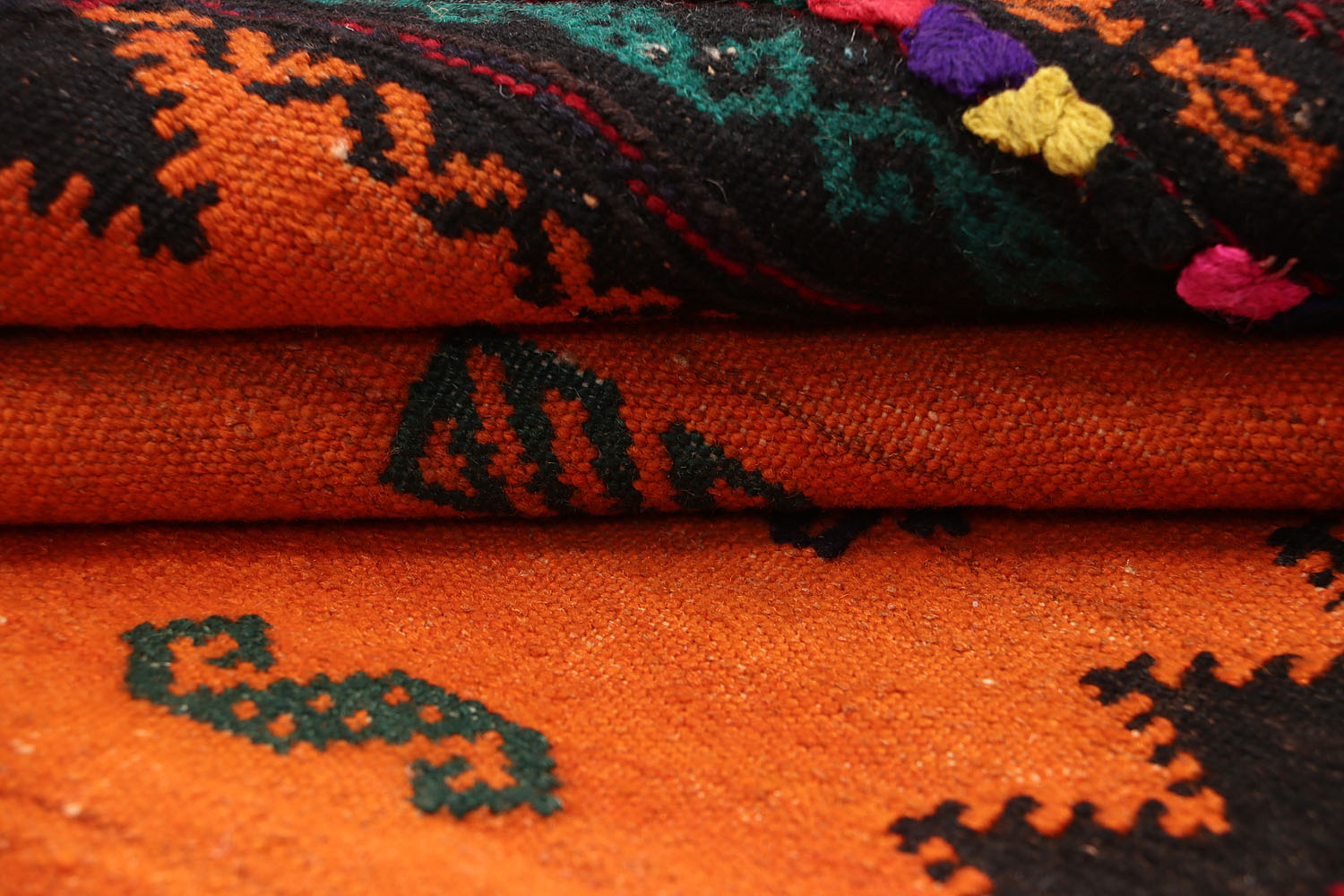 2' X 5' Orange Handmade Sufra Kilim Rug Rectangular