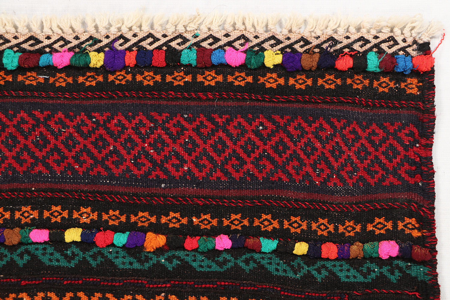 2' X 5' Orange Handmade Sufra Kilim Rug Rectangular
