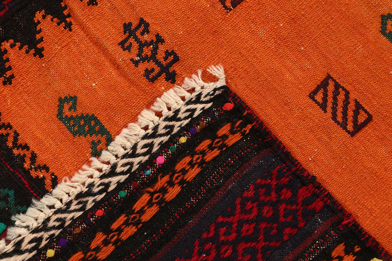2' X 5' Orange Handmade Sufra Kilim Rug Rectangular
