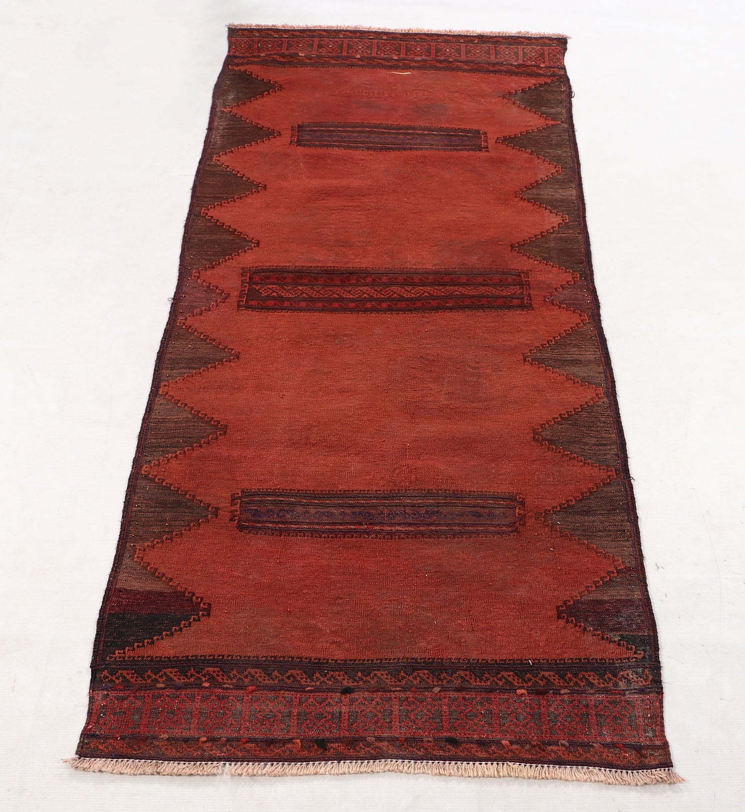 Brown Handmade Sufra Kilim Rug Runner