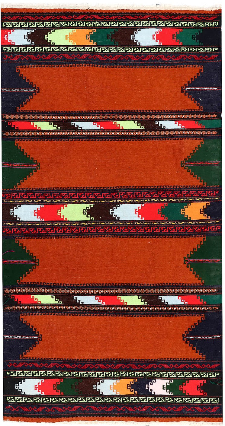 3' x 5' Gold Handmade Sufra Kilim Rug Rectangular