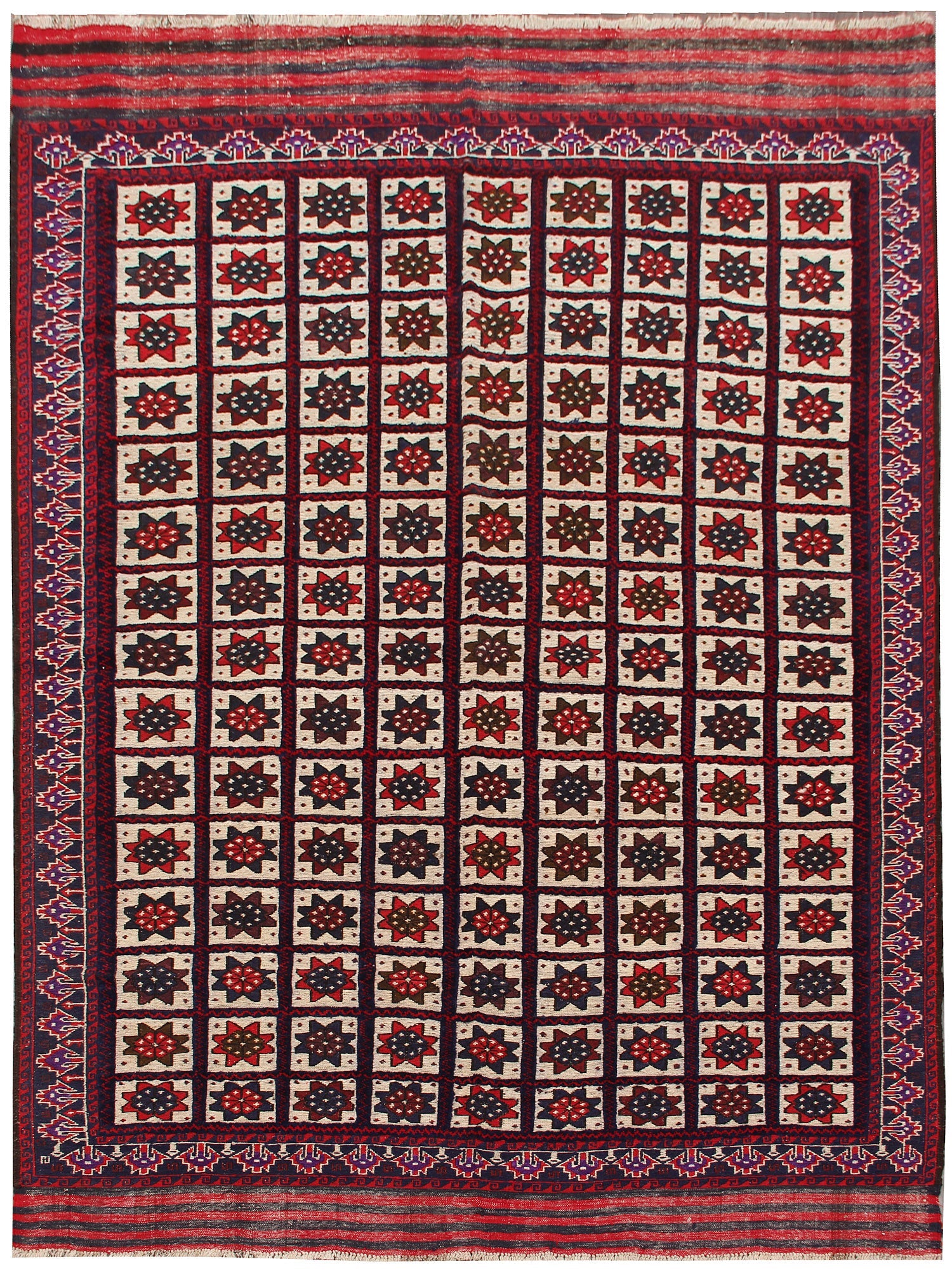 6' 6" x 8' Multi Handmade Berjista Afghan Rug Rectangular
