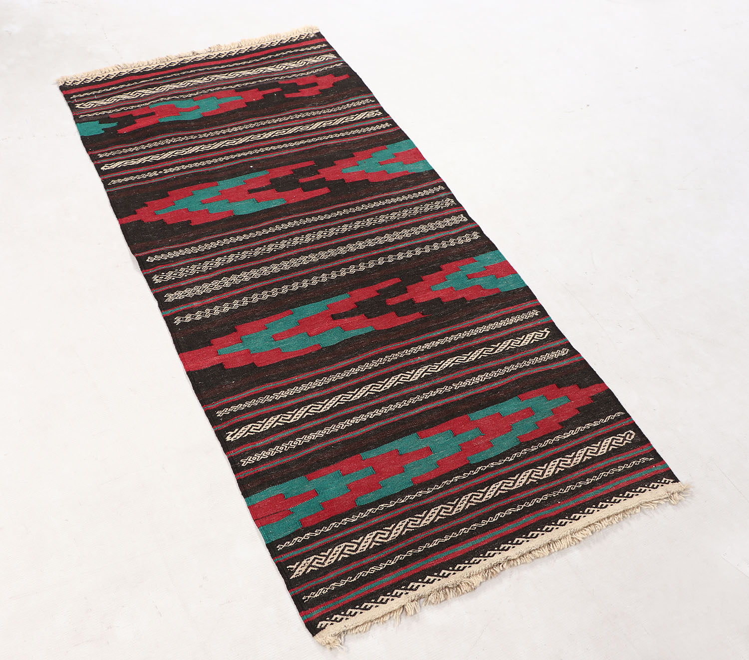 2' X 5' Brown Handmade Sufra Kilim Rug Rectangular