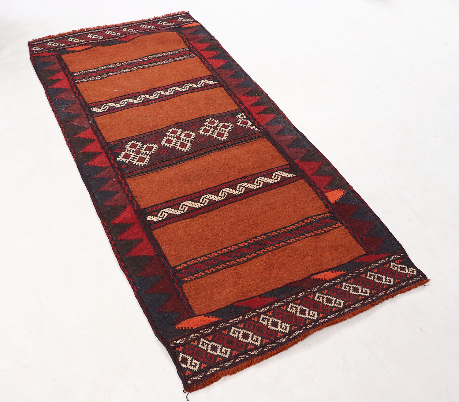 2' 6" x 6' Gold Handmade Sufra Kilim Rug Runner
